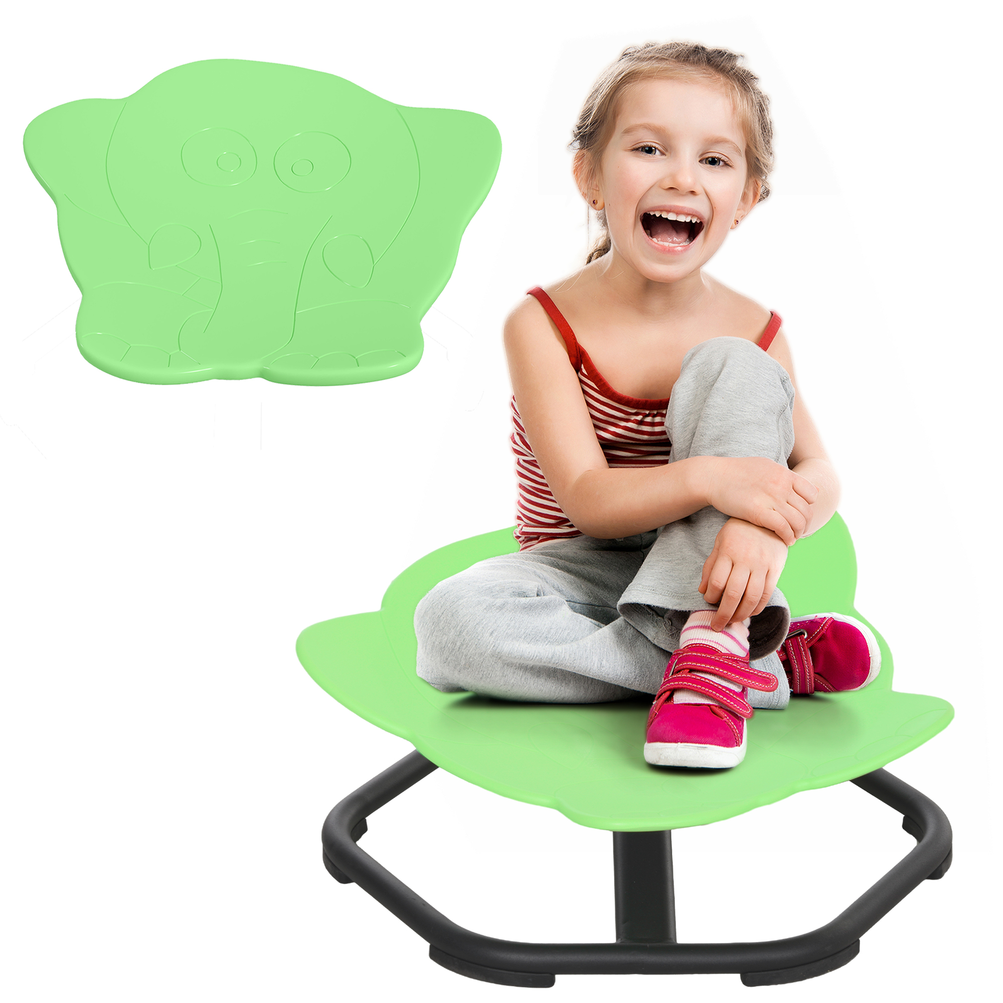 Kids Furniture - Elephant Shape Spinning Chair for Ages 3-6 Green 55cm - Life Essentials