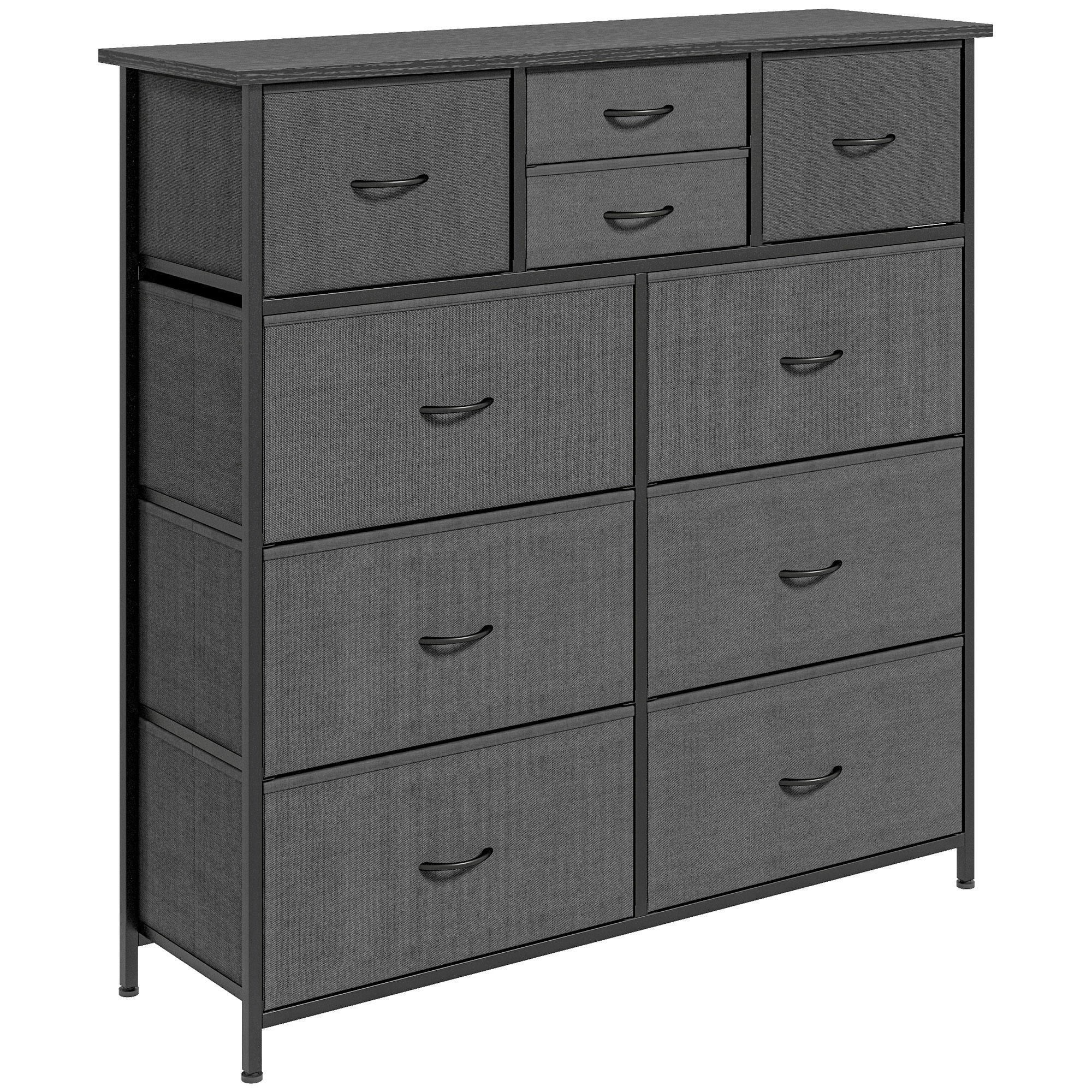 MALABO Black Chest of Drawers - Medium-sized, 10 Drawers, Double, Fabric - Life Essentials