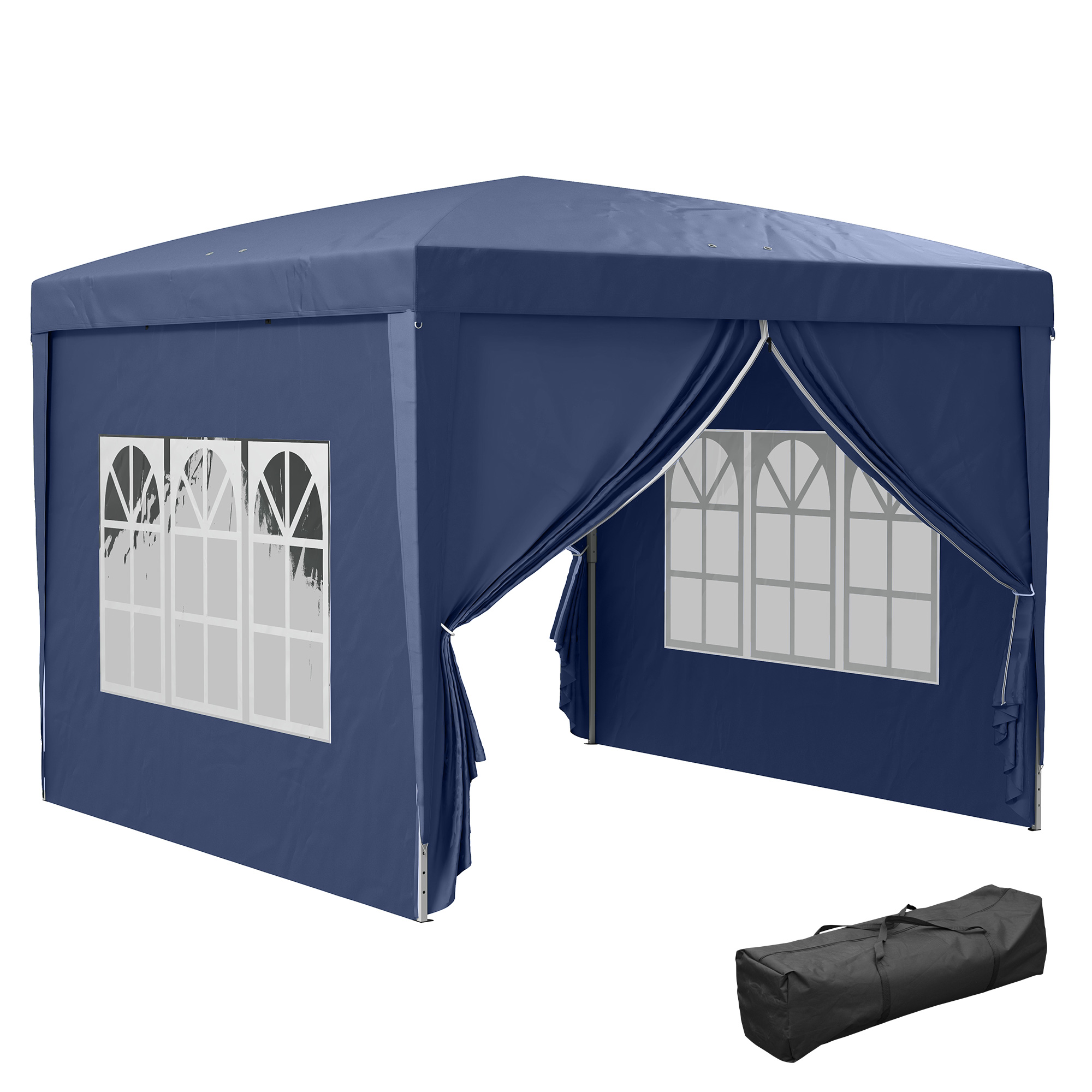 3 x 3 Meters Pop Up Water Resistant Gazebo Wedding Camping Party Tent Canopy Marquee with Carry Bag, Blue - Life Essentials