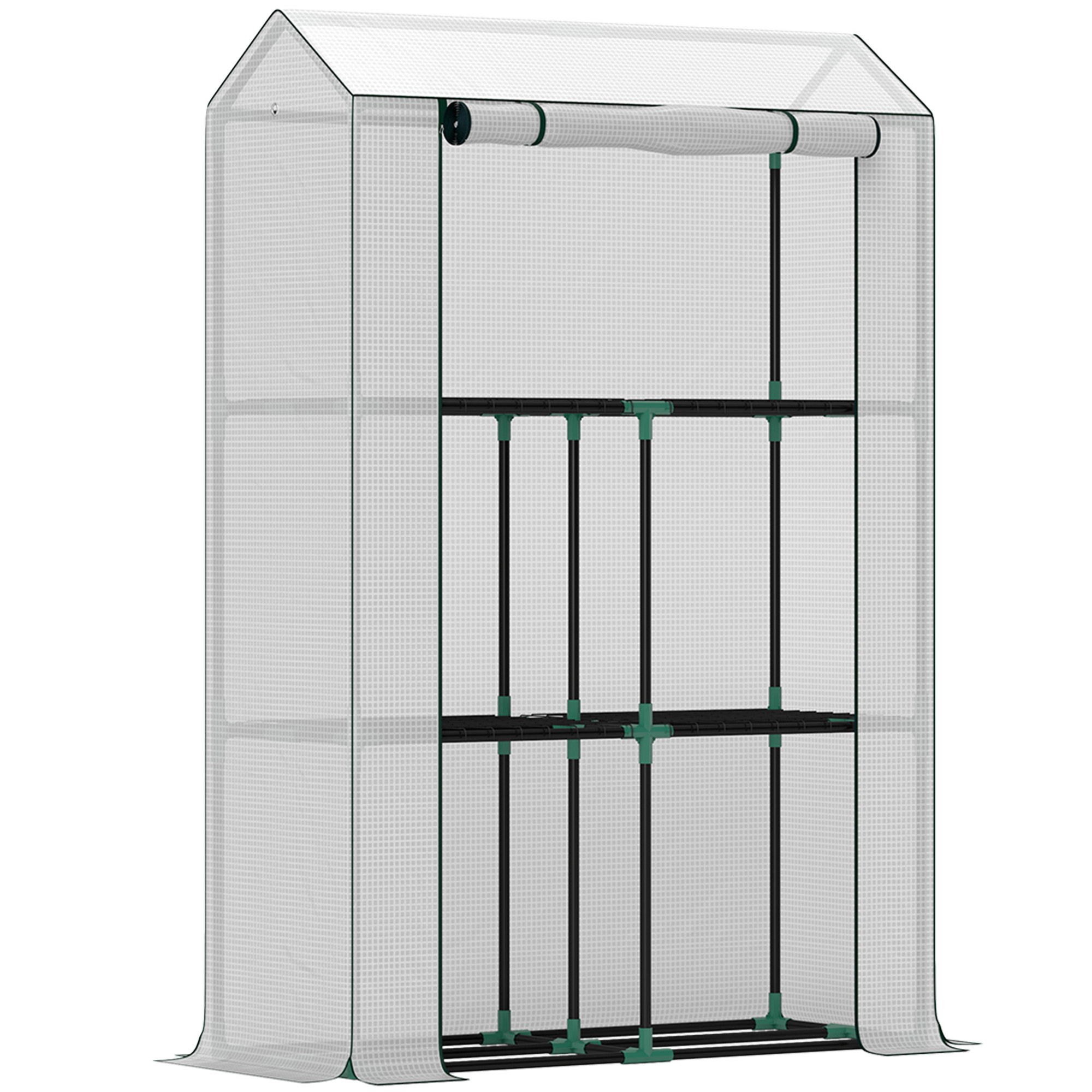 SUNVISTA 40 x 100cm Three Shelf Steel Frame Greenhouse - White - Life Essentials