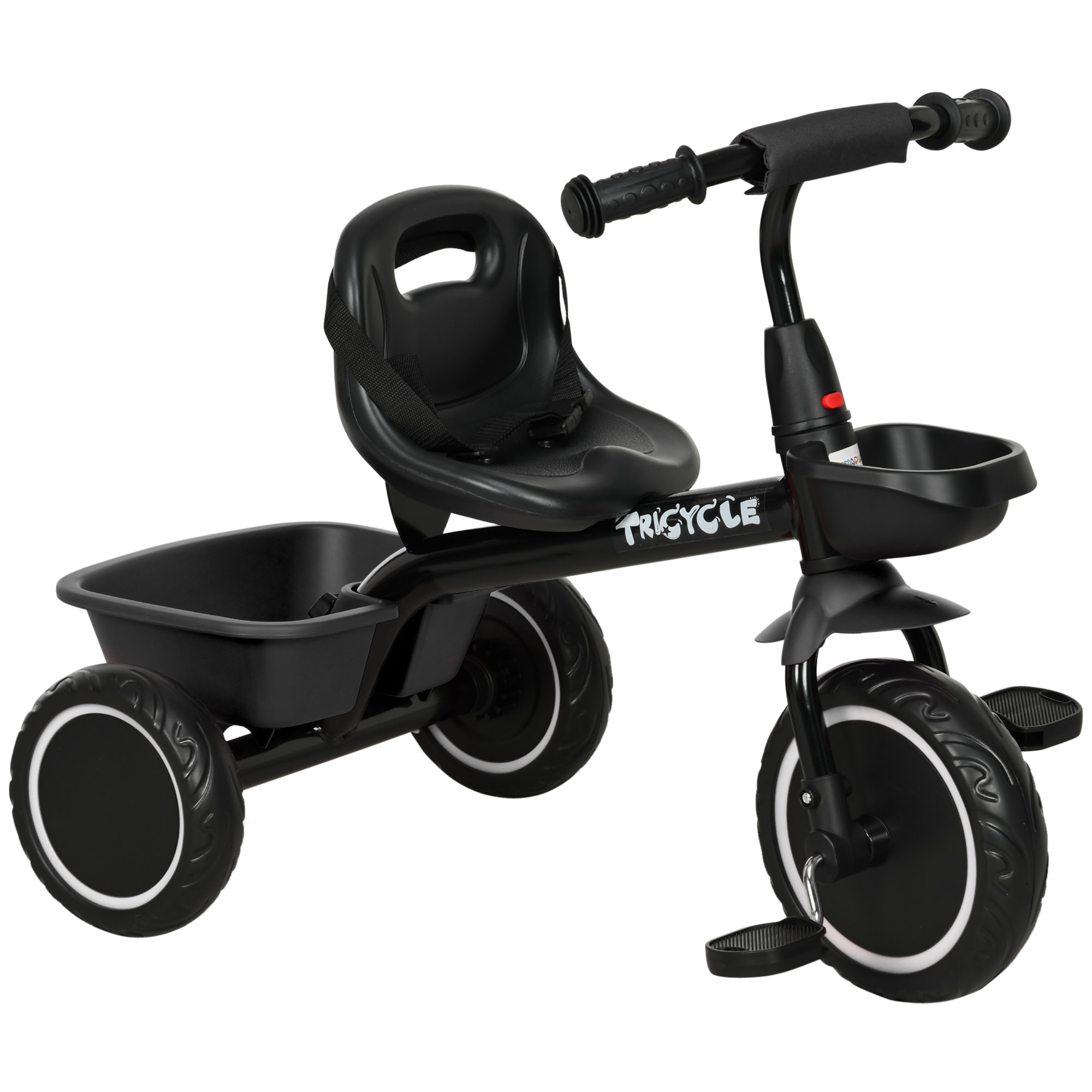 Kinsey Kids Trike for 2-5 Years with Adjustable Seat Pedal Baskets - Black - Life Essentials