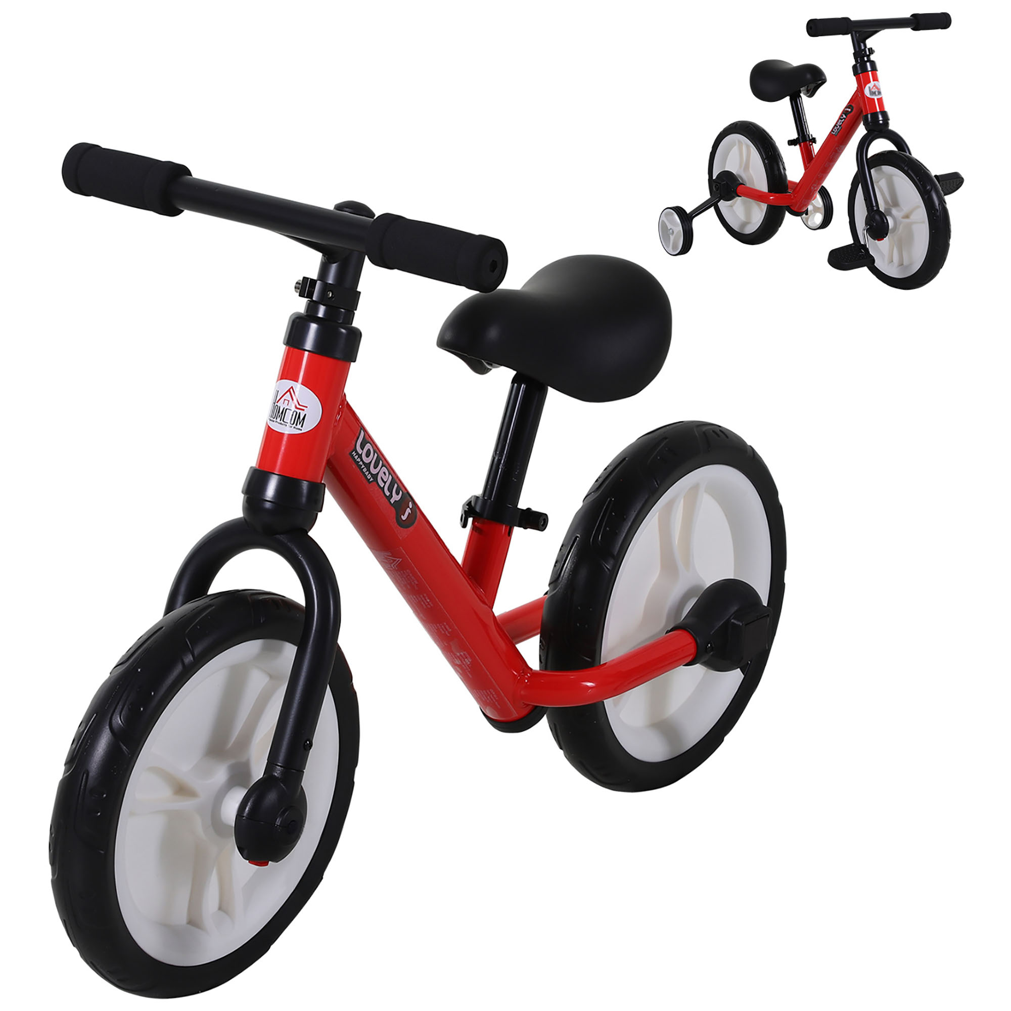 PP Toddlers Removable Stabiliser Balance Bike Red - Life Essentials