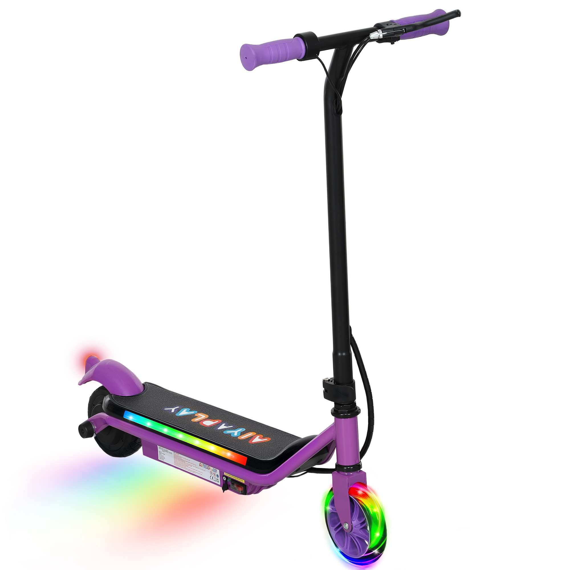 AIVAGO Kids Electric Scooter Ages 6-14 with Dual Brakes, Light-Up Wheels, 12KM/H Speed, Purple - Life Essentials