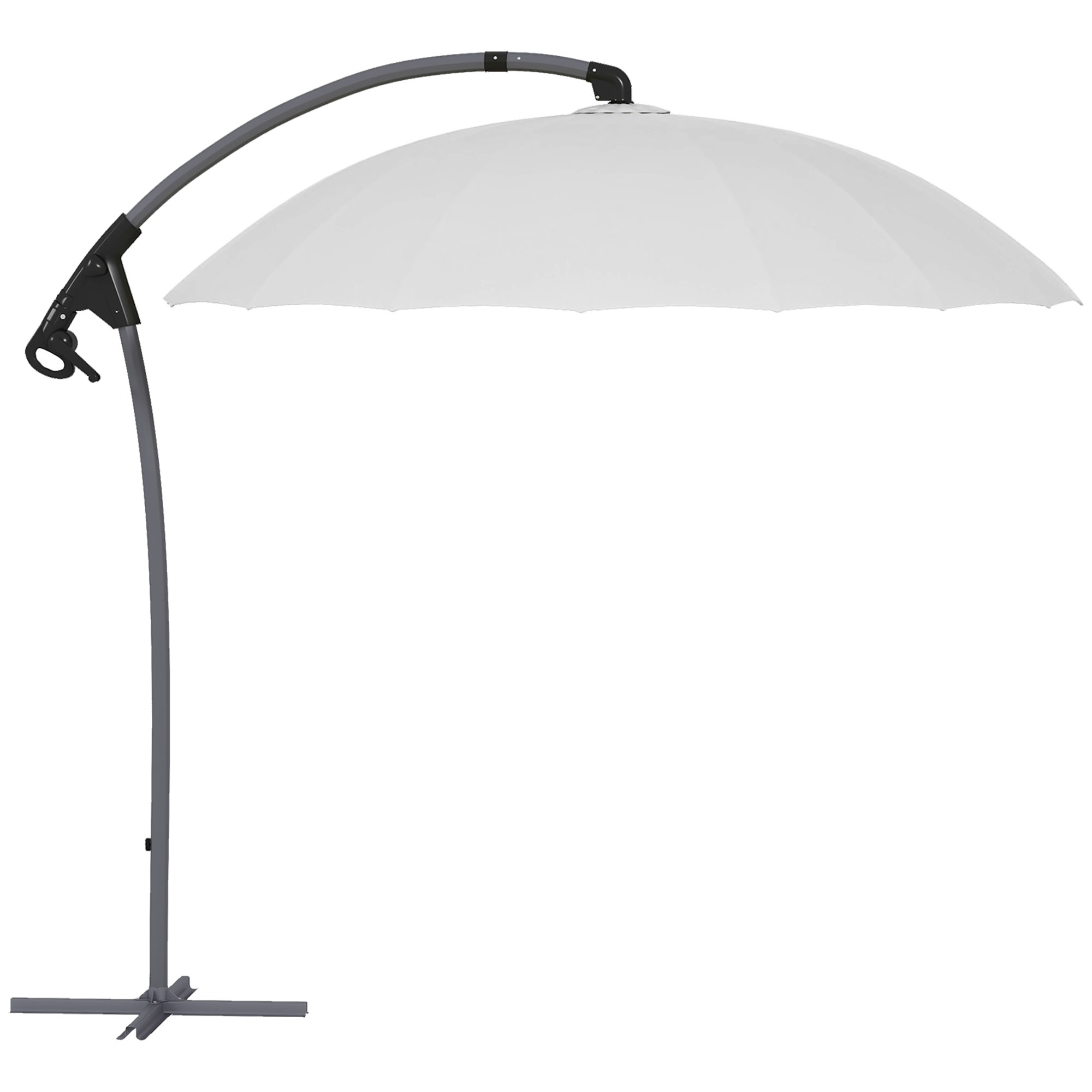 27m Cantilever Parasol with Cross Base - Grey - Life Essentials