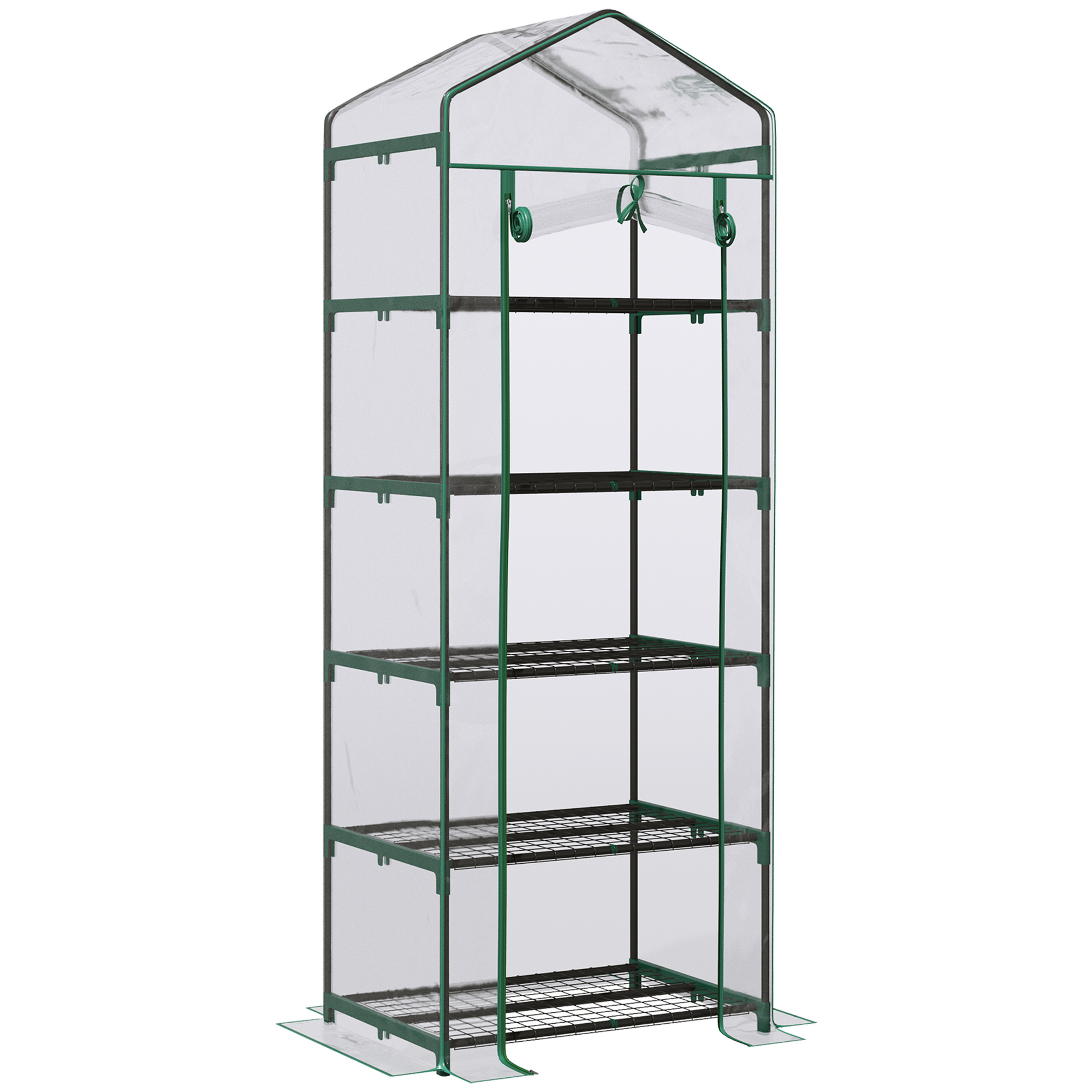 5 Tier Greenhouse Outdoor Flower Stand PVC Cover Portable Shed Metal Frame Transparent 69 x 49 x 193cm - Life Essentials