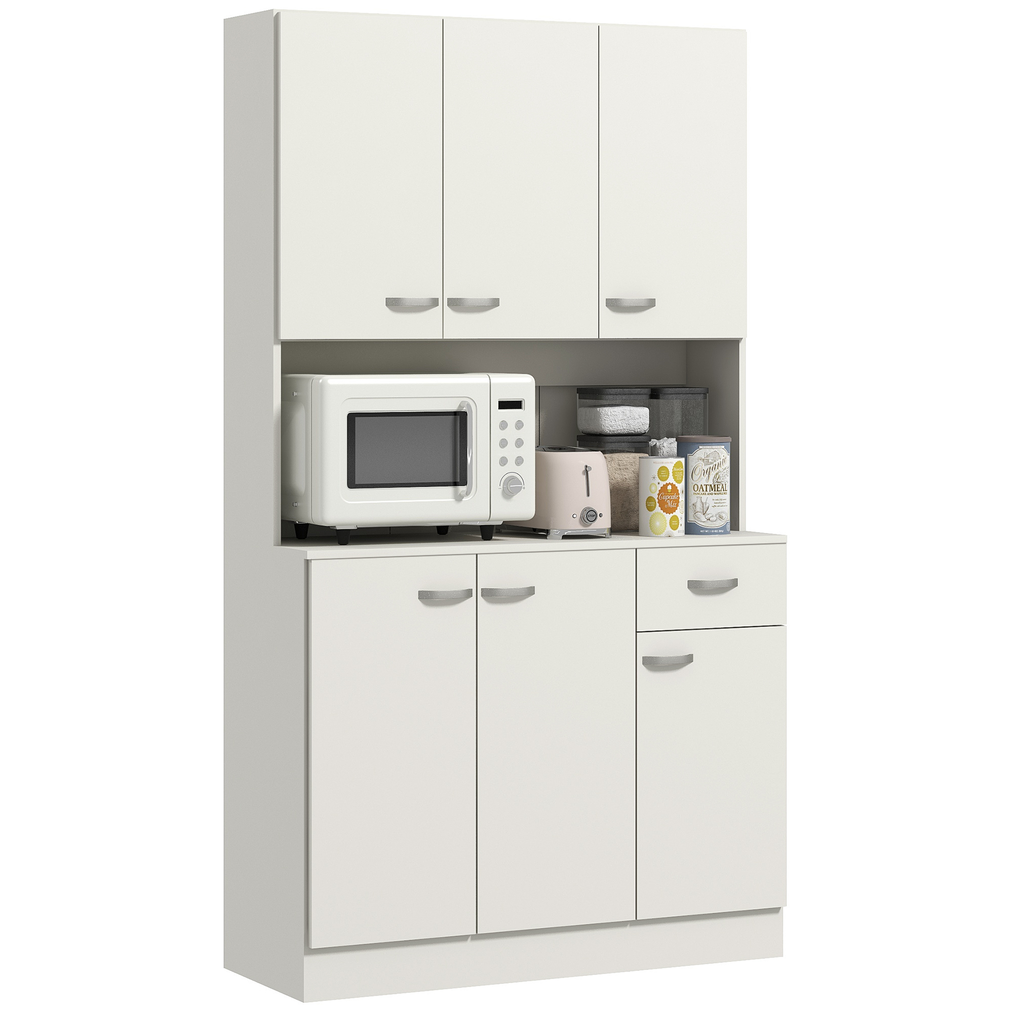 HERON Freestanding Kitchen Pantry Storage Cabinet - White - Life Essentials
