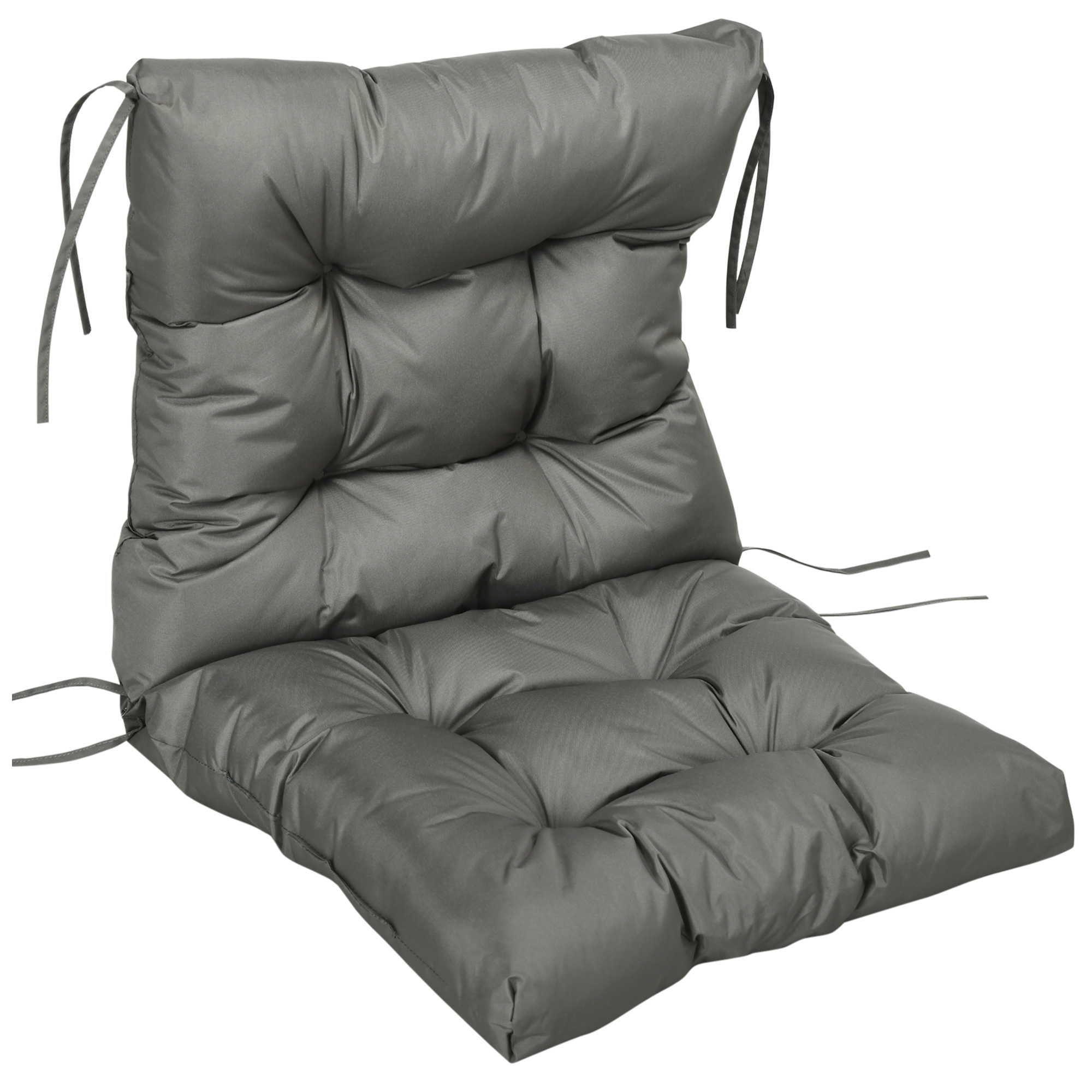 Garden Back Chair Cushion, Comfortable Patio Seat Cushion Pad with Backrest for Outdoor & Indoor Use, Light Grey - Life Essentials