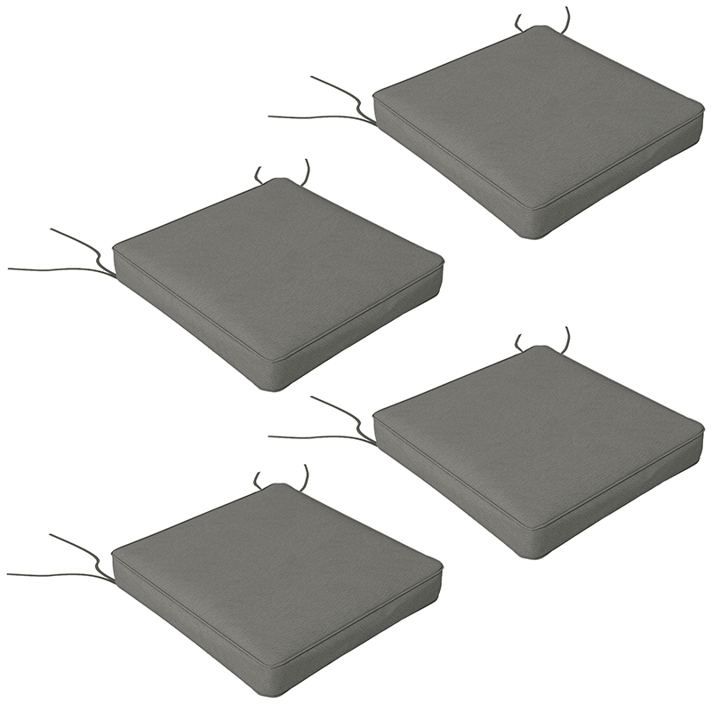 4-Piece Seat Cushions Pillow Replacement, Patio Chair Cushions Set with Ties for Indoor Outdoor, Charcoal Grey - Life Essentials
