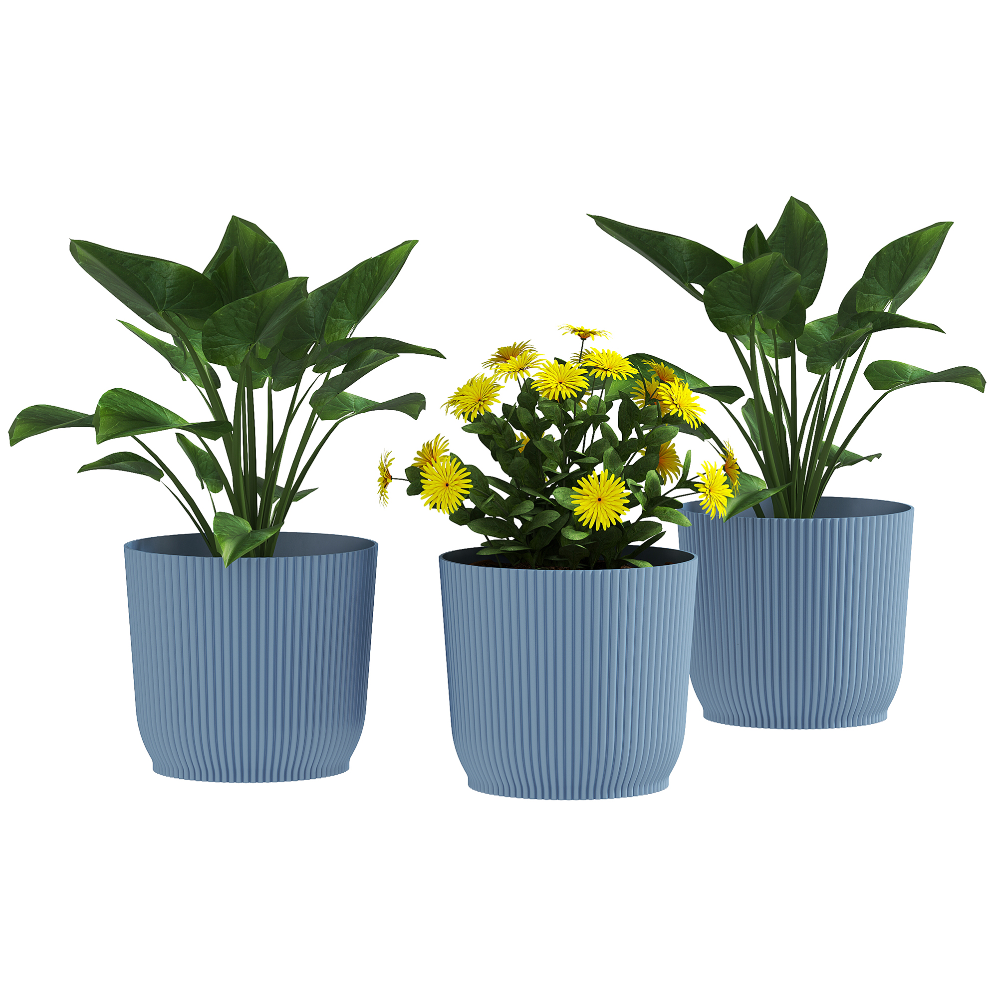 SUNVISTA Set of Three Ð¤22cm Planters - Blue - Life Essentials