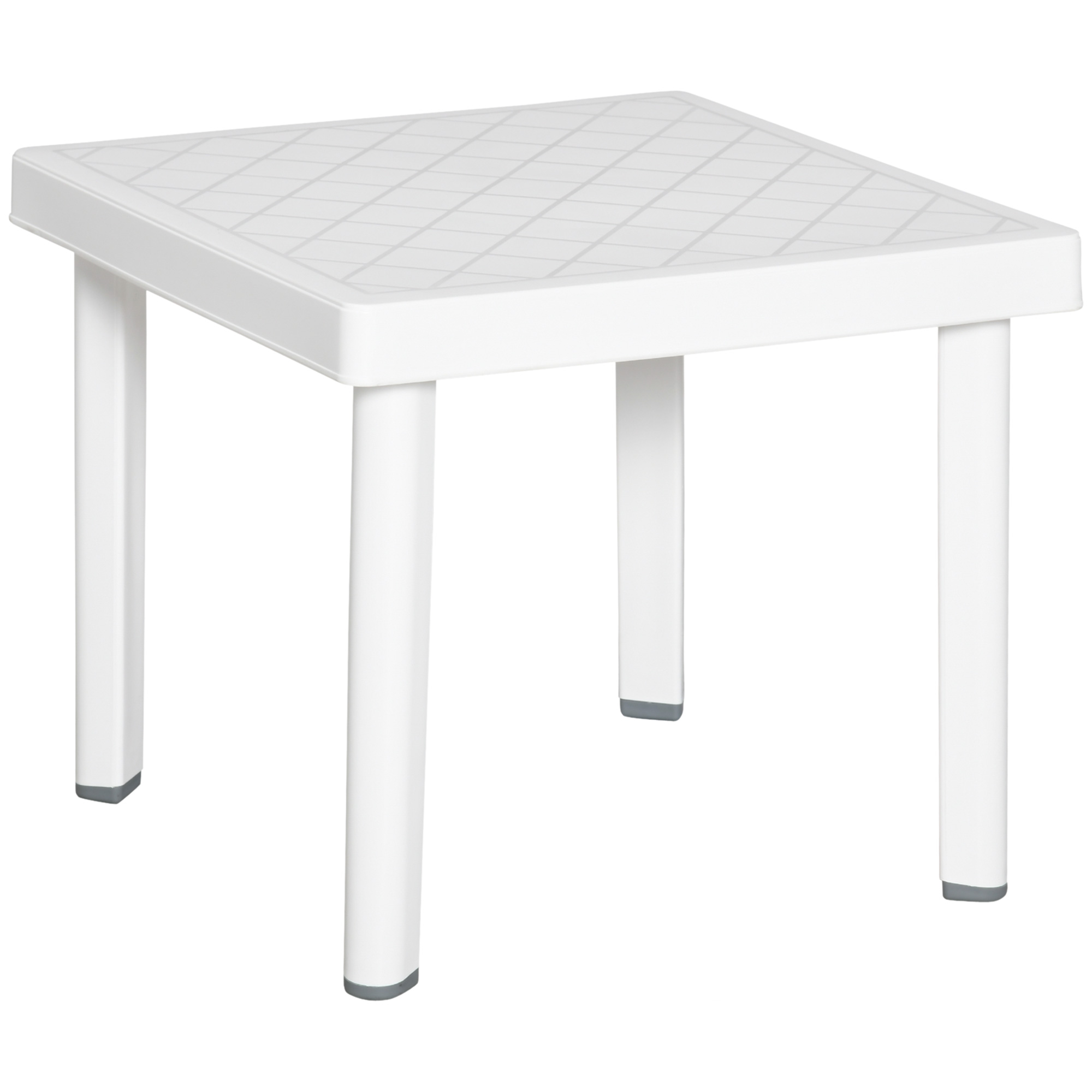 Garden Side Table Outdoor Square Coffee End Table for Drink Snack, White - Life Essentials