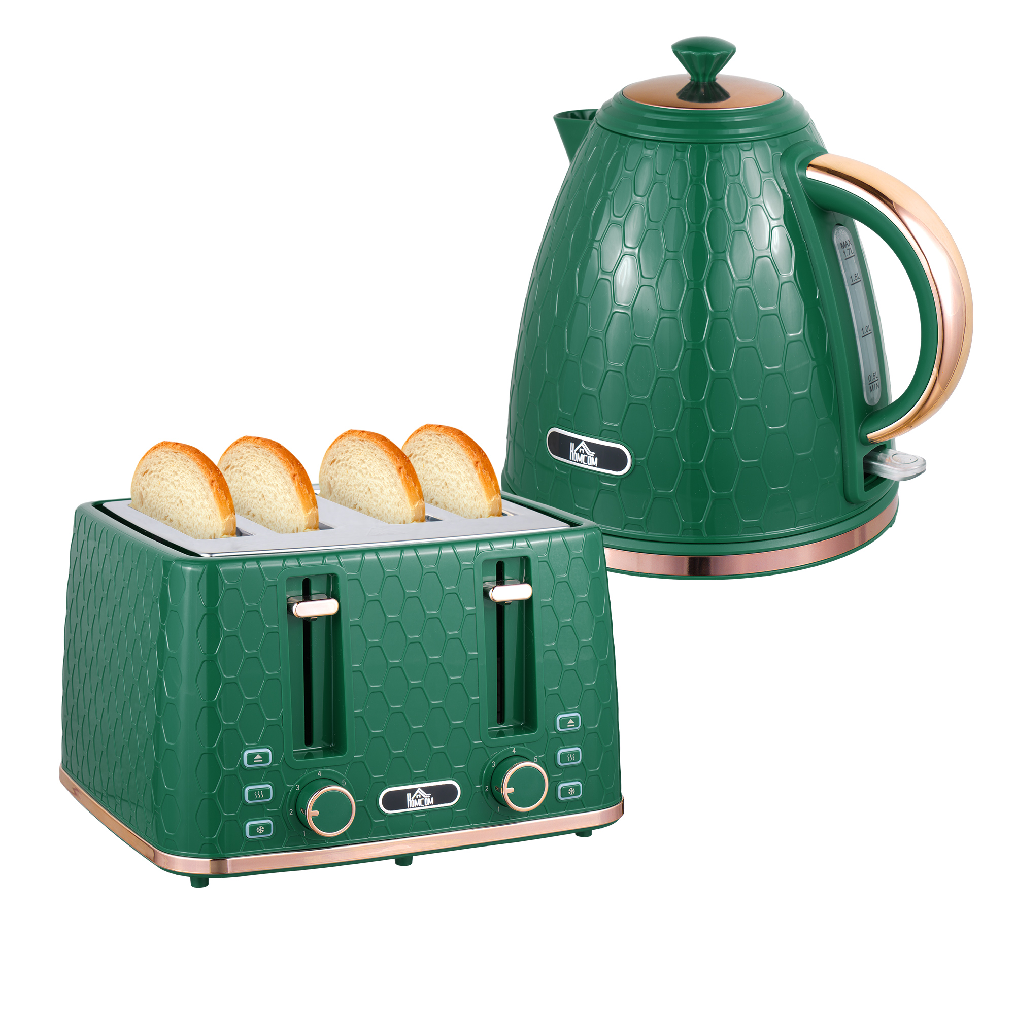 Scott Kettle and Toaster Set Fast Boil Jug Kettle with Auto Shut Off - Green - Life Essentials