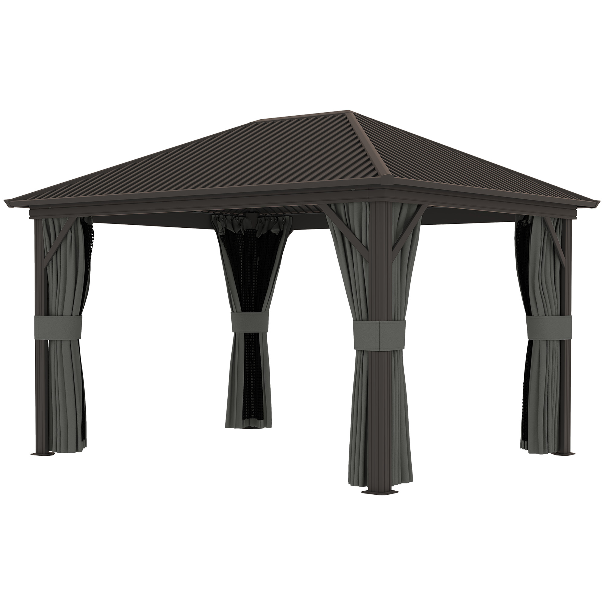 SUNVISTA 3.6 x 3(m) Aluminium Frame Hardtop Gazebo, with Accessories - Life Essentials