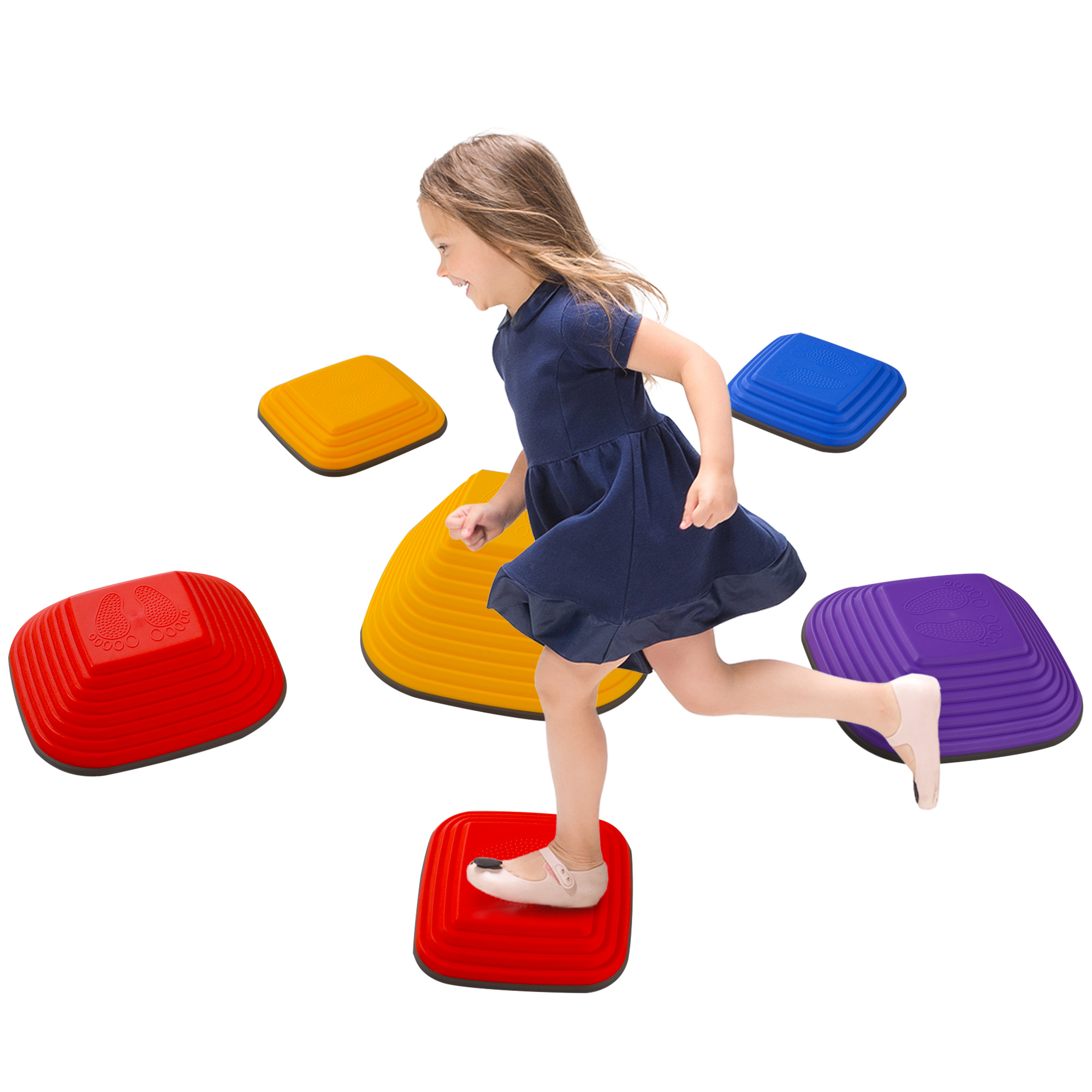 Kids Toy - 6 PCs Balance Stepping Stones for Kids Multi Colour 34.3cm - Life Essentials