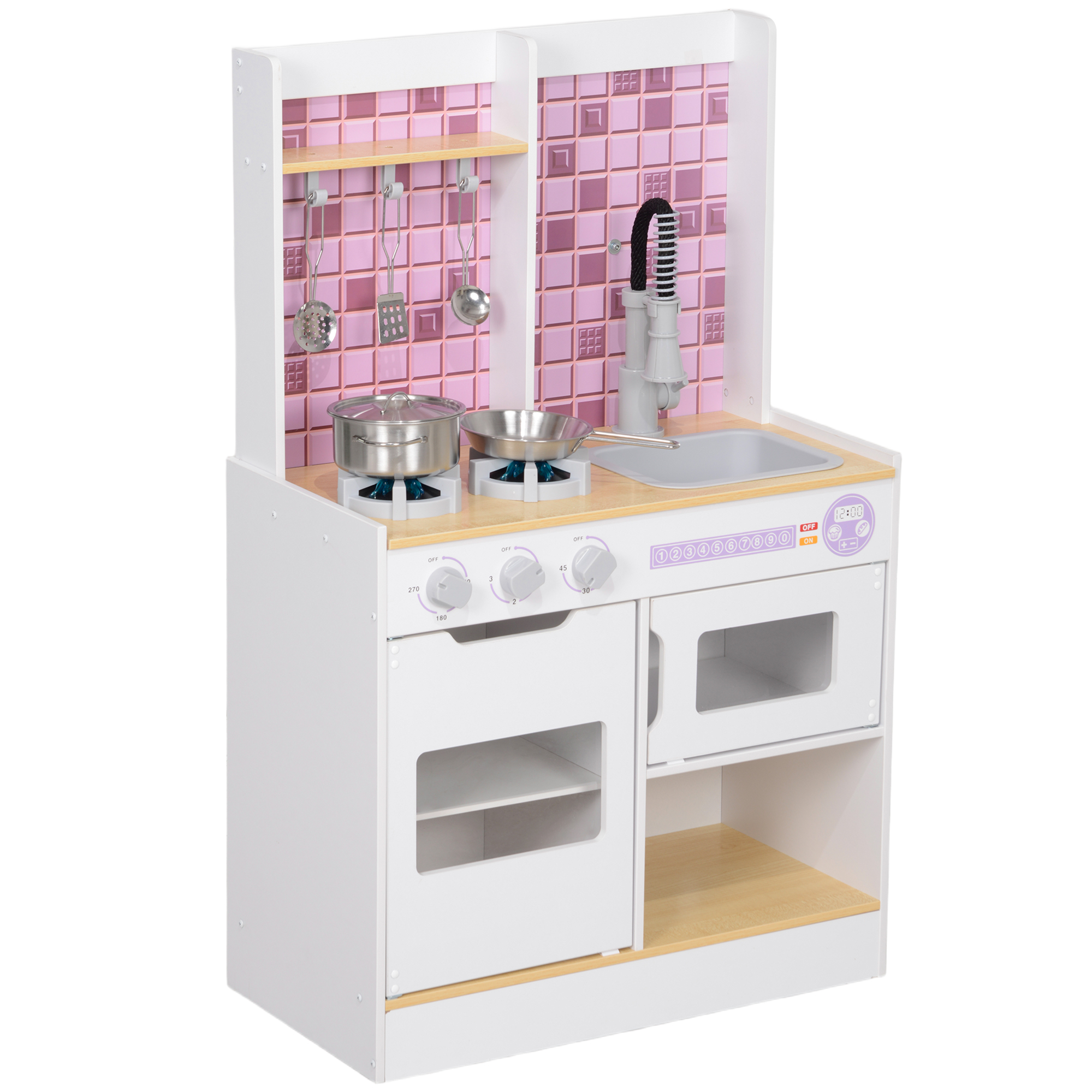 AIVAGO Kids Play Kitchen, Pretend Play Kitchen with Realistic Oven, Stove, Sink, Kitchen Accessories, White - Life Essentials