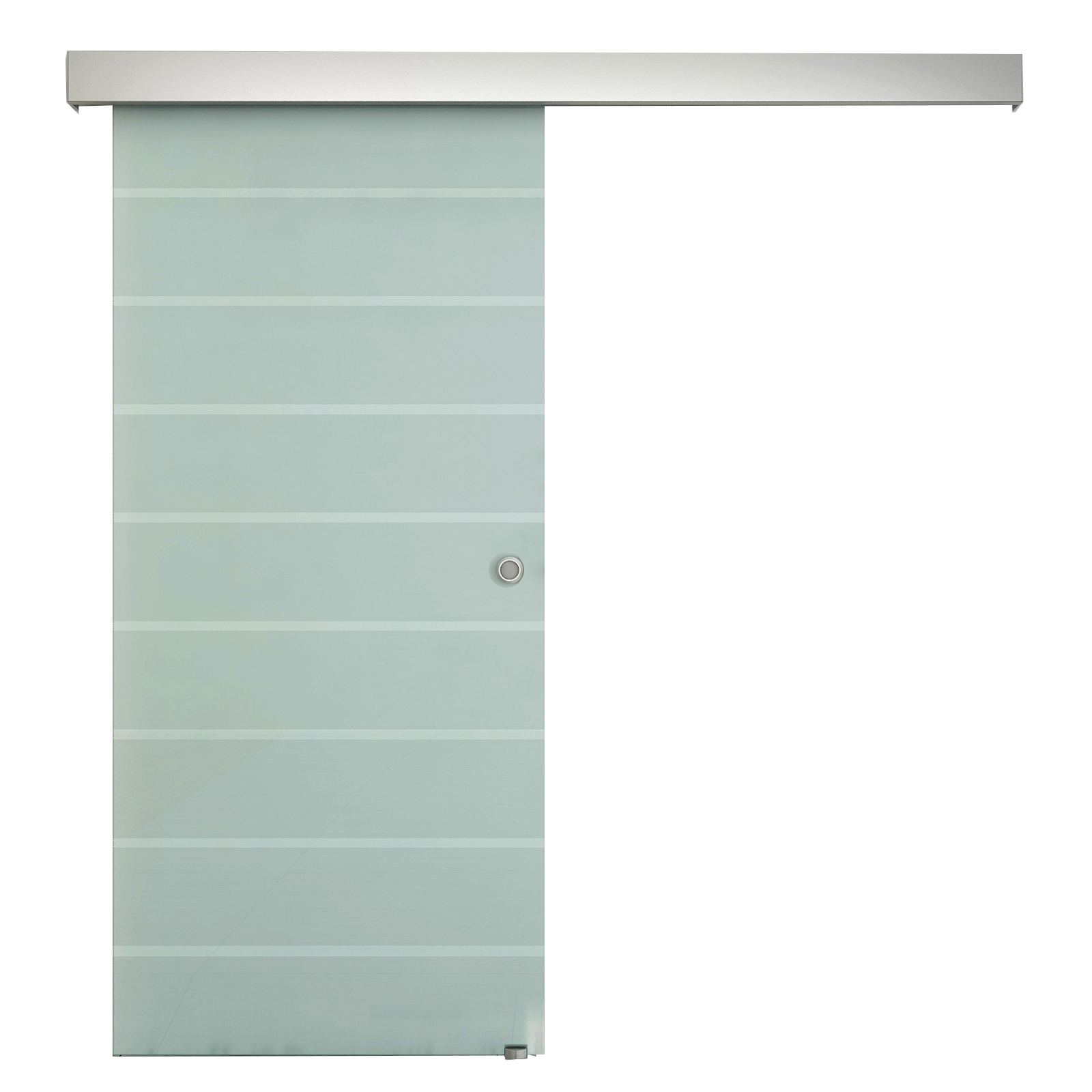 Tempered Glass Sliding Barn Door Kit Aluminum-alloy Rail W/Handle-Frosted Glass W/ Stripes - Life Essentials