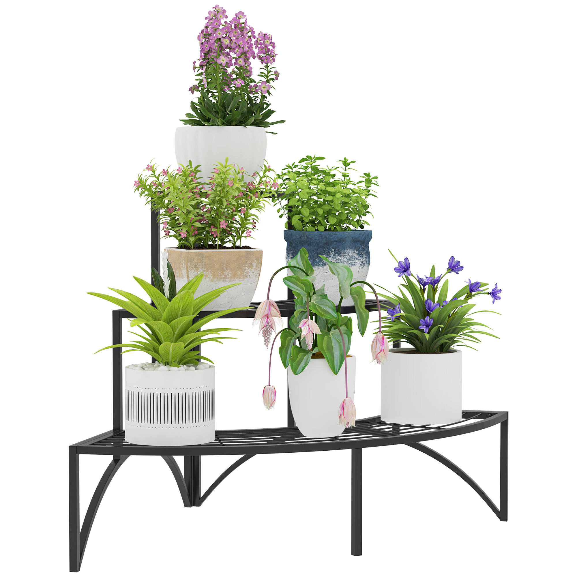 OLVEN Metal 3 Tier Garden Plant Stand - Black - Life Essentials
