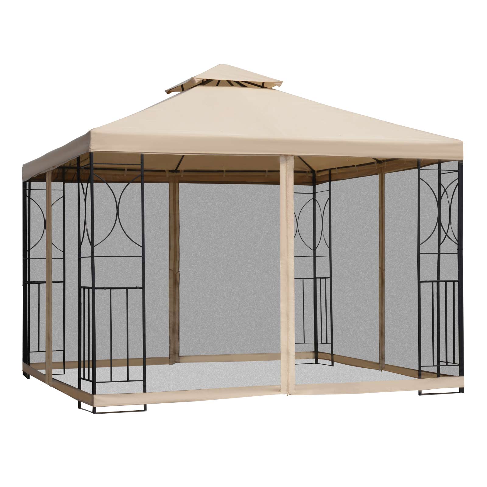 3x3m Garden Gazebo Tent W/Netting, 2-tier Roof - Life Essentials