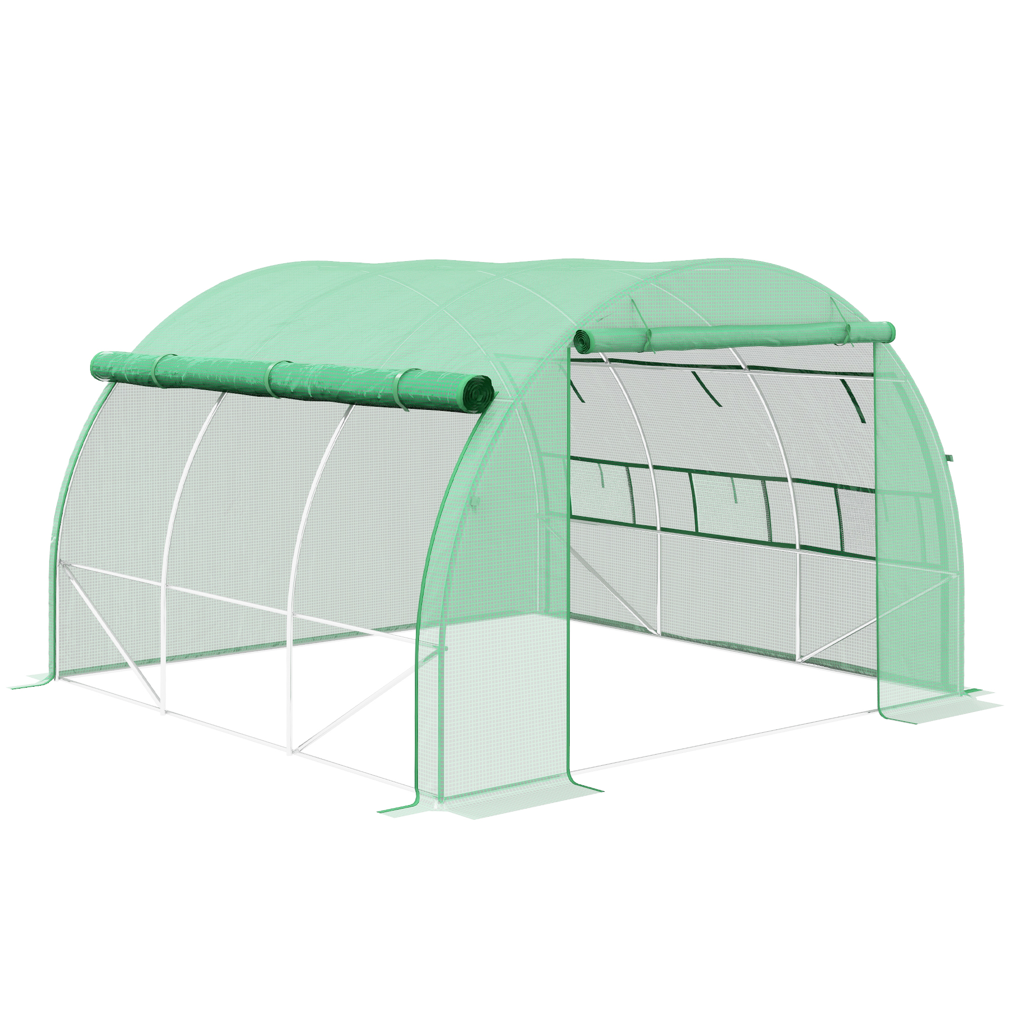 Greenhouse Grow Tent with Roll-Up Sidewalls and Zipped Door - Green - Life Essentials