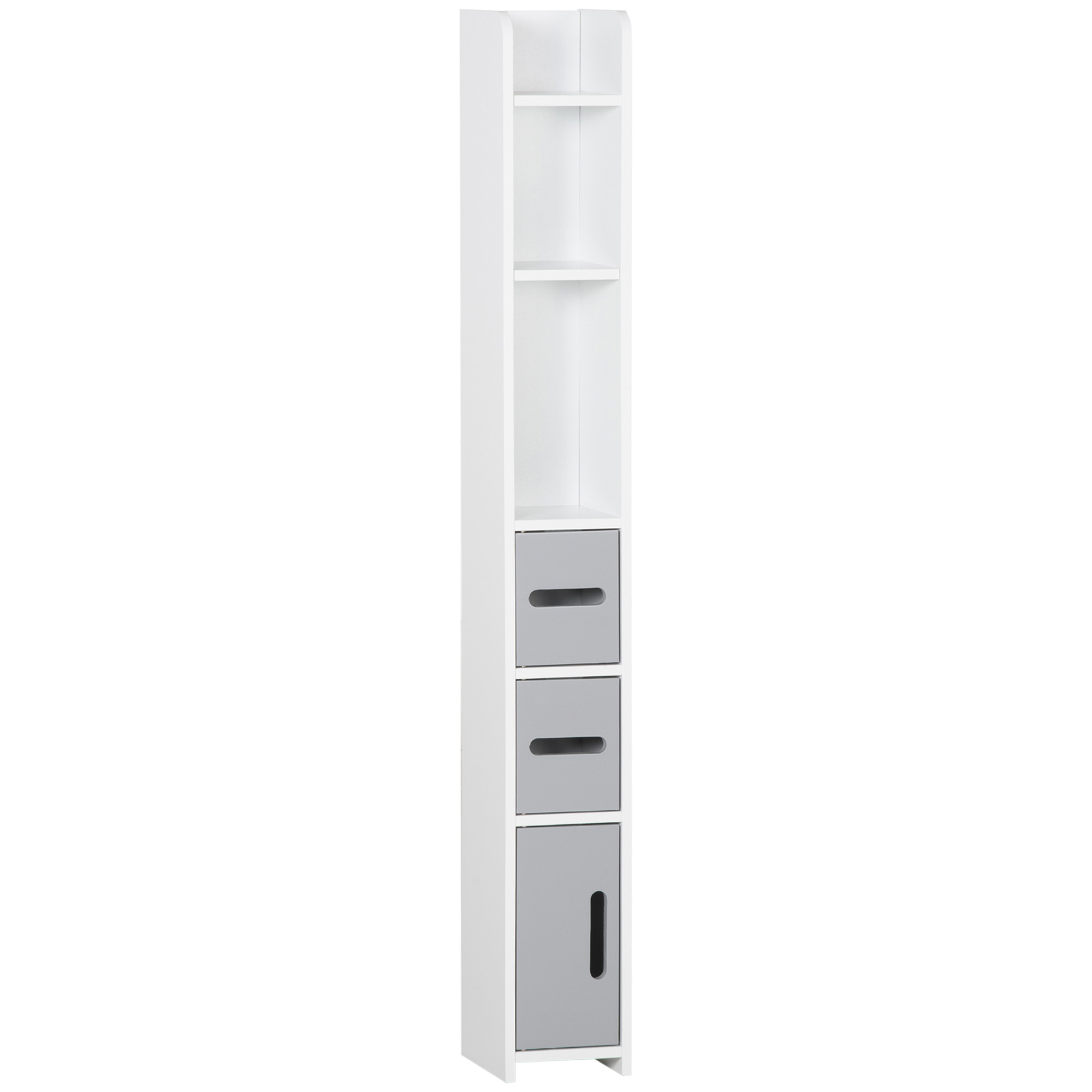 Modern Bathroom Storage Cabinet, Freestanding Tall Bathroom Cabinet with Open Shelves and 3 Cupboards with Door, for Bedroom Hallway, Grey - Life 