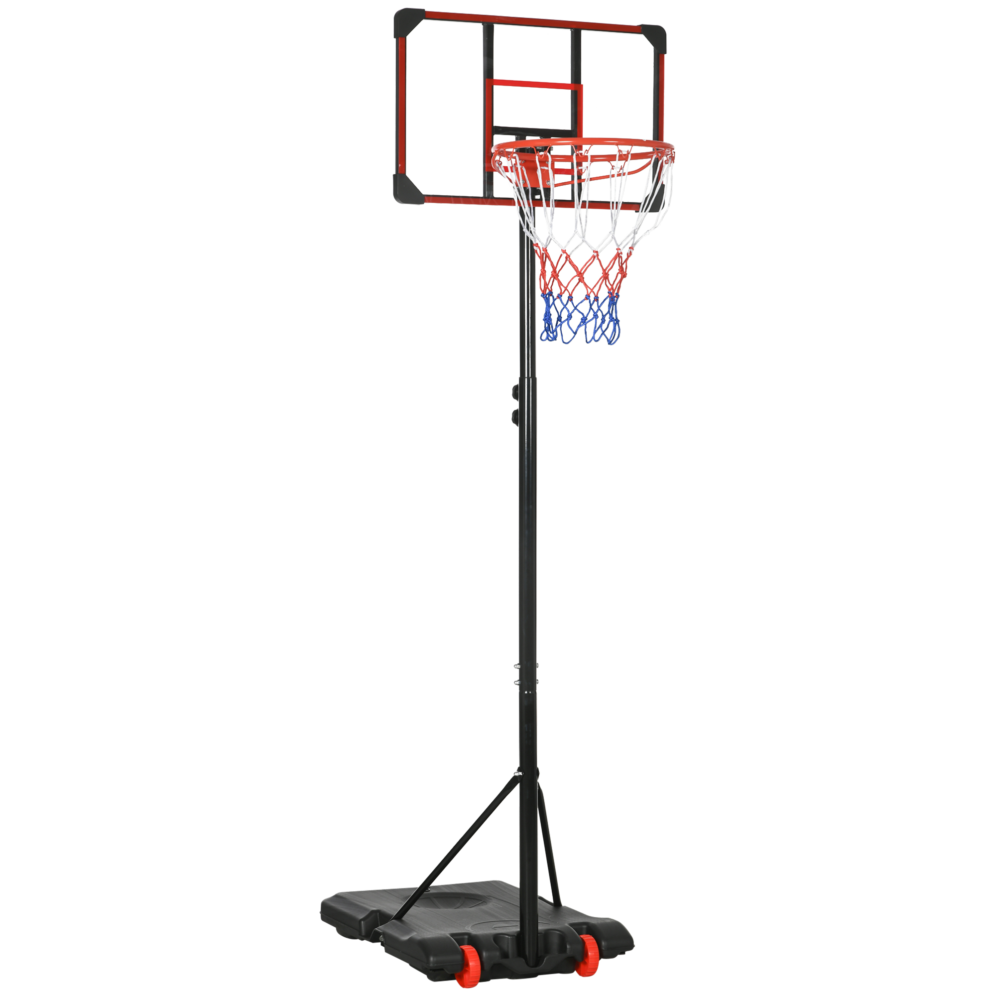 SPORTNOW Height Adjustable Basketball Hoop and Stand for Kids with Sturdy Backboard and Weighted Base, Portable on Wheels, 1.8-2m - Life Essentials