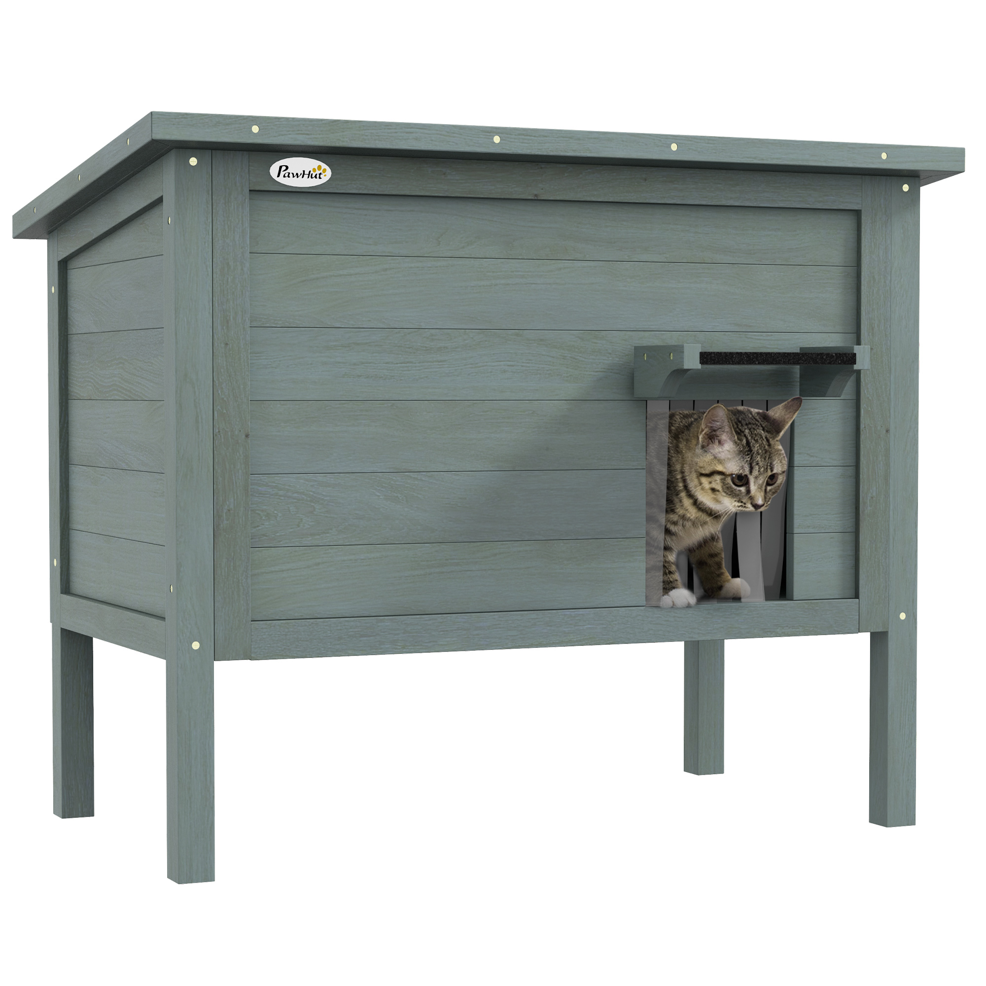 Outdoor Cat House Wooden Insulated with Removable Floor, Waterproof Openable Roof -Â Charcoal Grey - Life Essentials