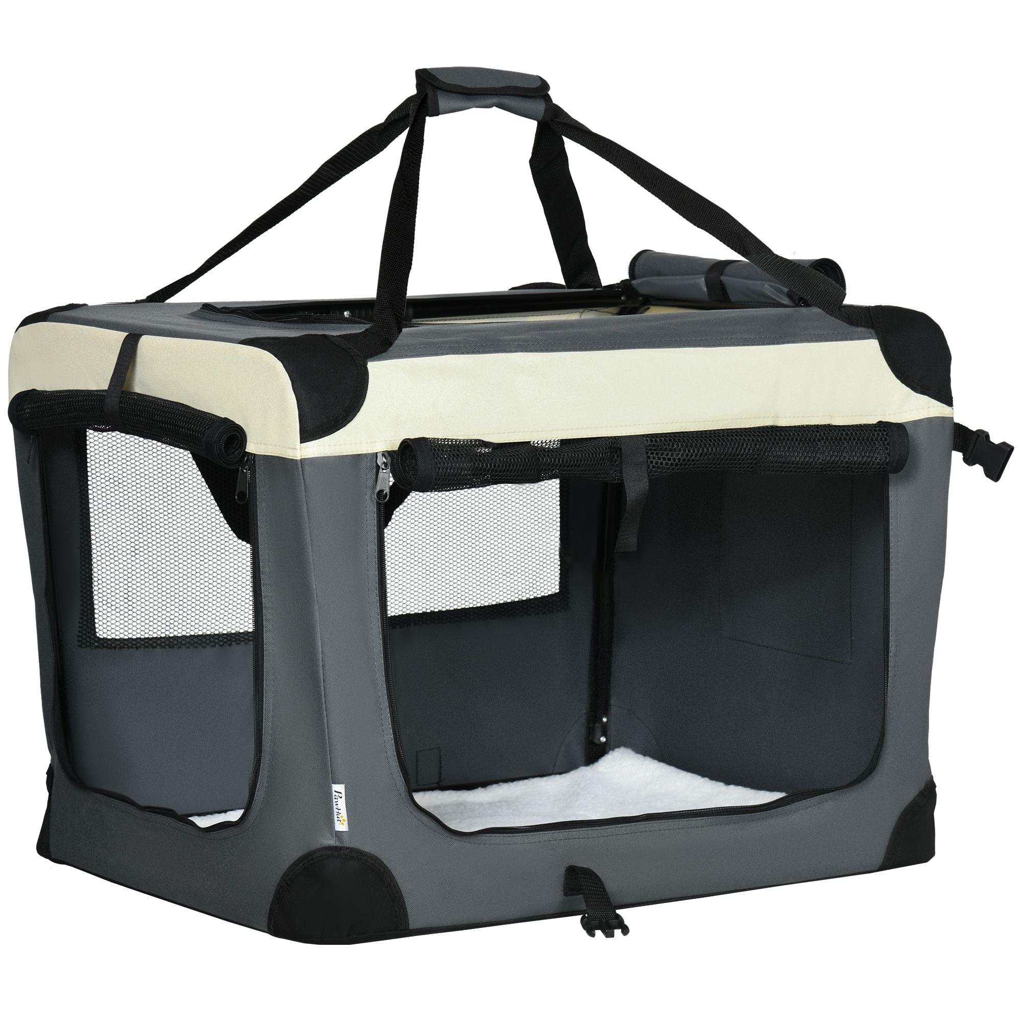 70cm Foldable Pet Carrier, Dog Cage, Portable Cat Carrier, Cat Bag, Pet Travel Bag with Cushion for Miniature and Small Dogs, Grey - Life Essentials
