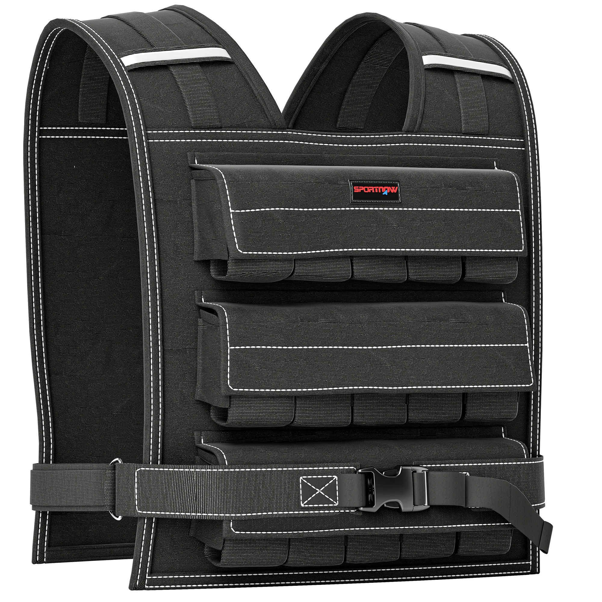 SPORTEDGE 15KG Adjustable Weighted Vest, Running Weight Vest, with 30 Metal Weights, Reflective Strips, for Running, Exercise - Life Essentials