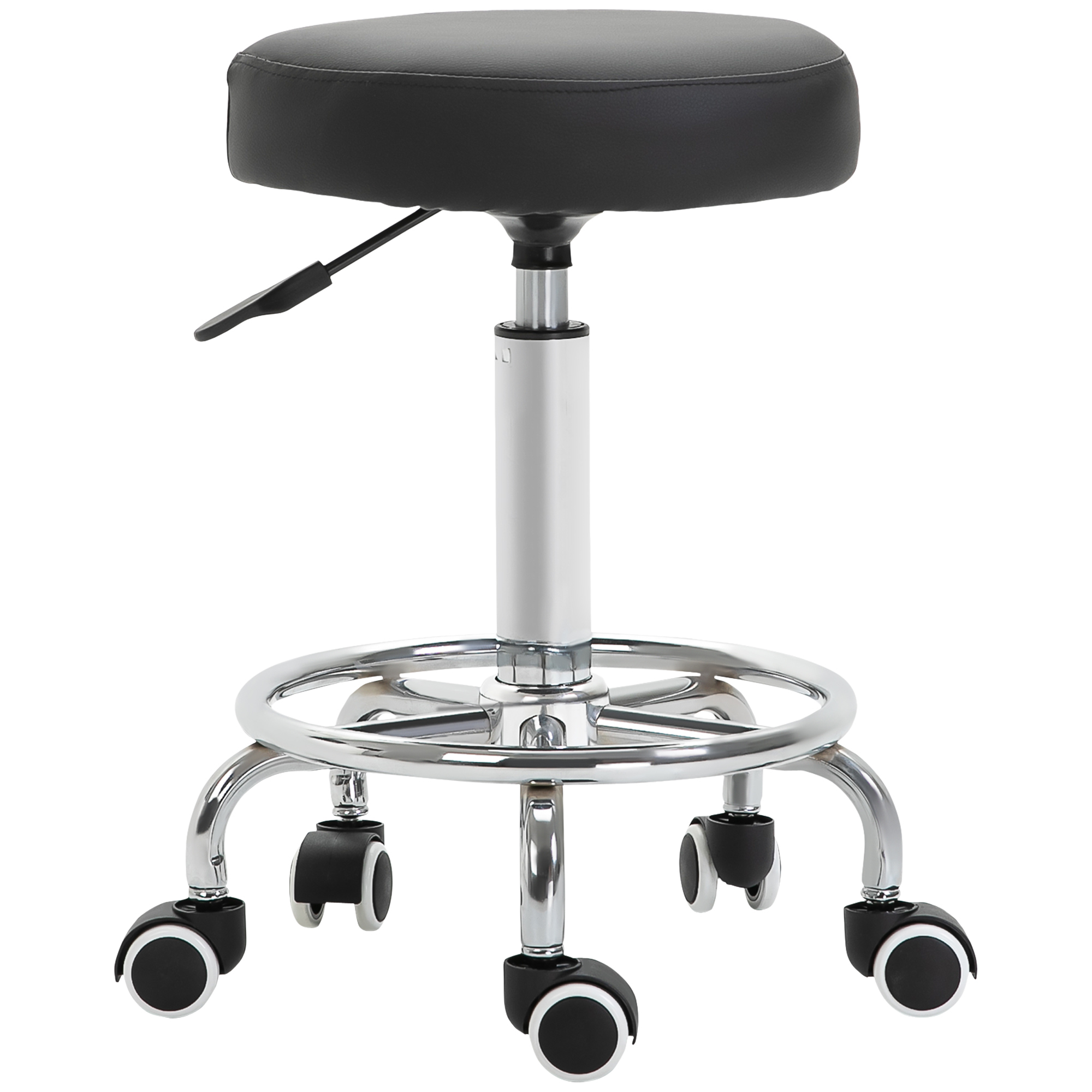 PU Leather Height Adjustable Swivel Salon Stool Black - Life Essentials