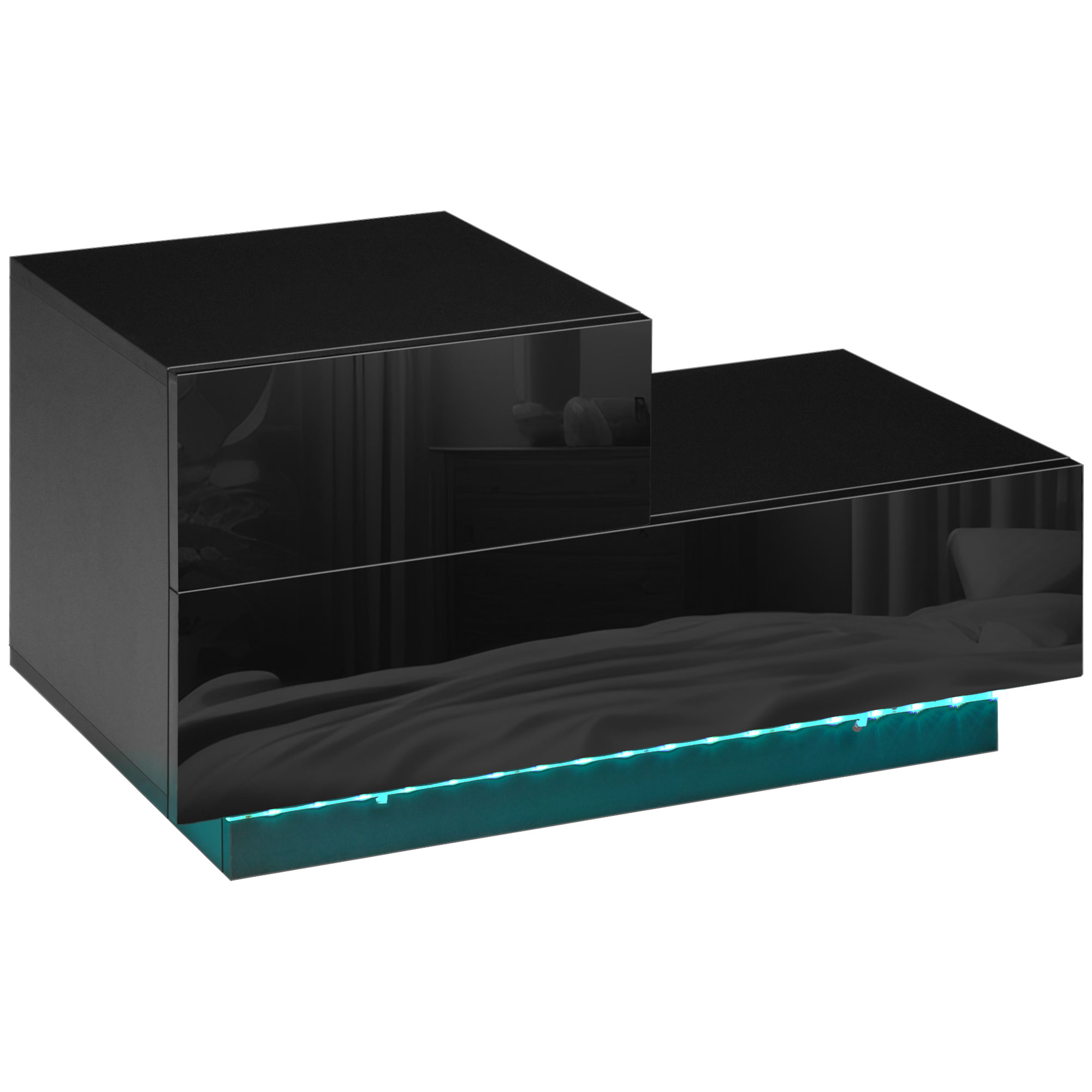 Bedside Table - ORKNEY Nightstand Black 70cm - Life Essentials