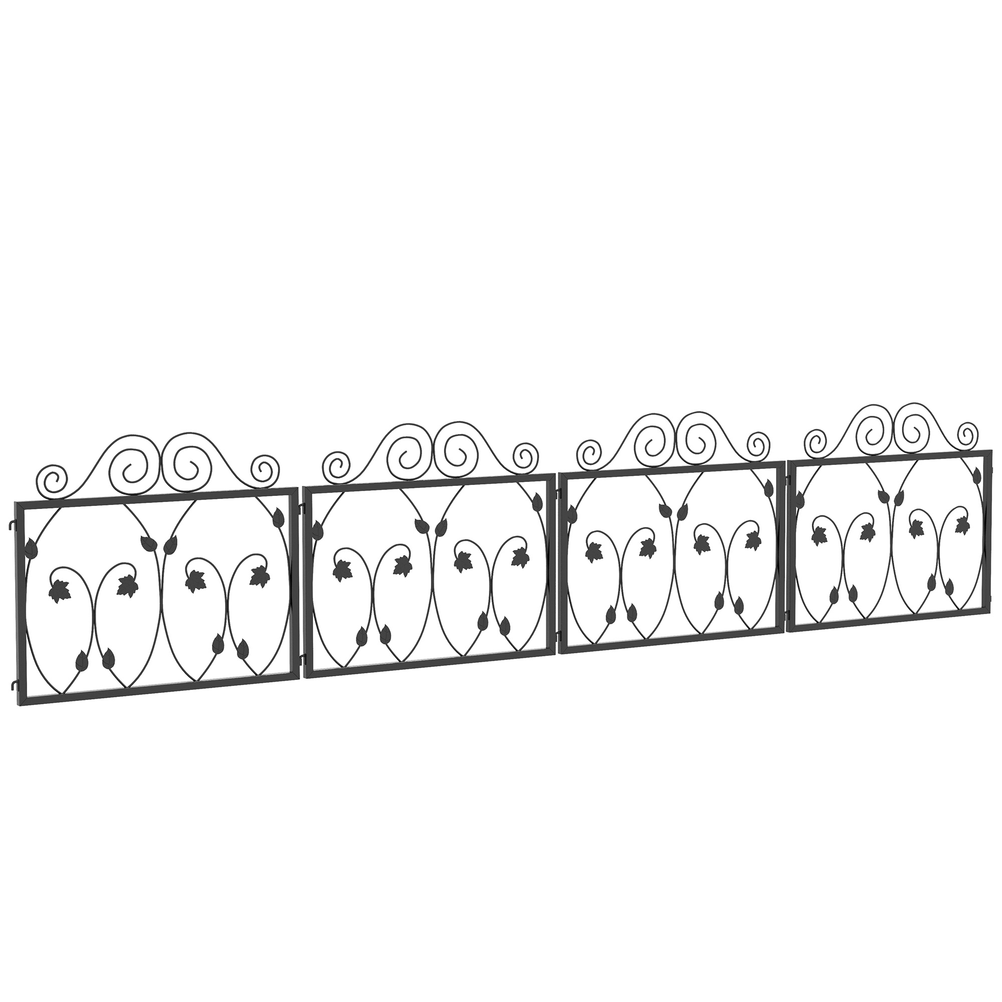 4 Pack Garden Fence, Metal Wire Fencing Border, Scroll Flower Edging Animal Barrier for Landscape, Garden, Black - Life Essentials