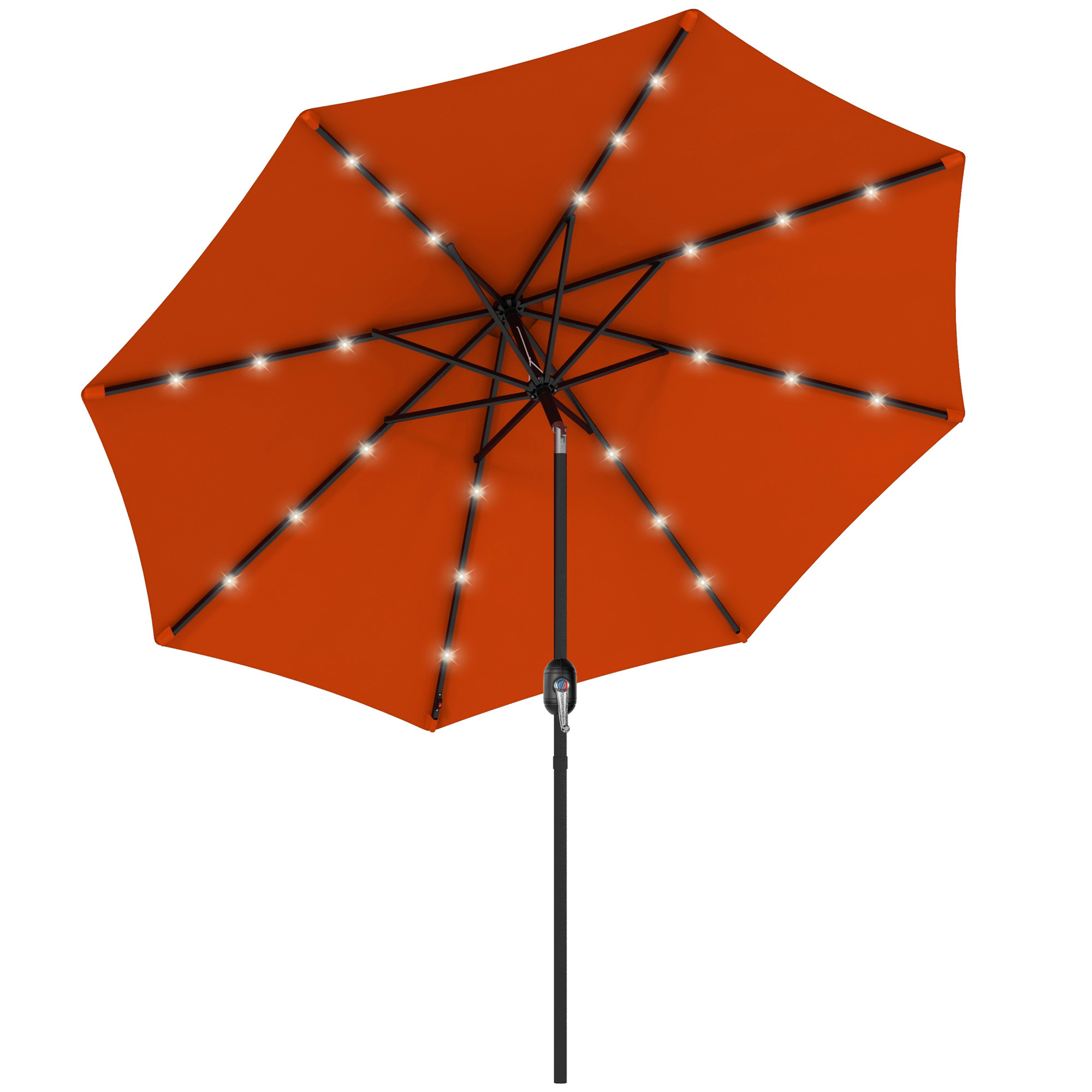 Jones 2.7m Outdoor Patio Garden Umbrella with Tilt and Lights - Orange - Life Essentials