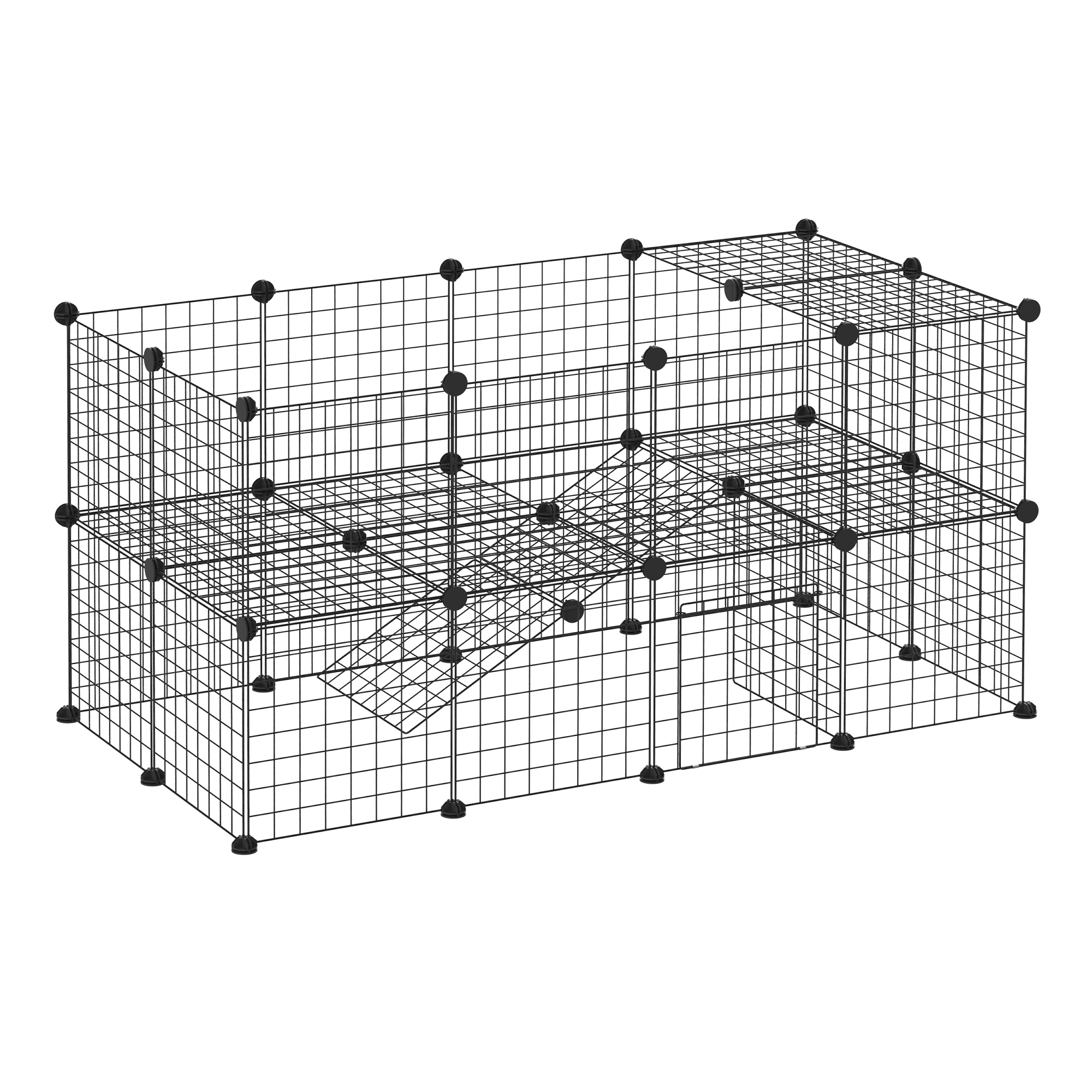 Guinea Pig Playpen Rabbit Playpen Metal Wire Fence Indoor Outdoor Small Animal Cage 36 Panel Enclosure Black - Life Essentials