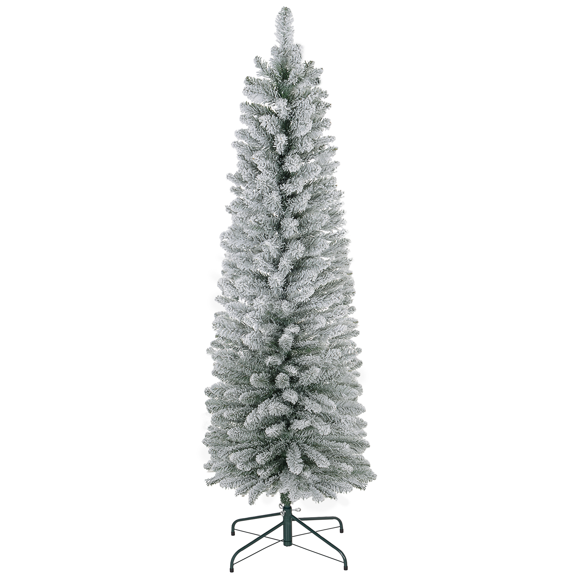 Scott 5ft Pencil Christmas Tree with 263 Snow Flocked Tips Metal Base - Realistic - Life Essentials