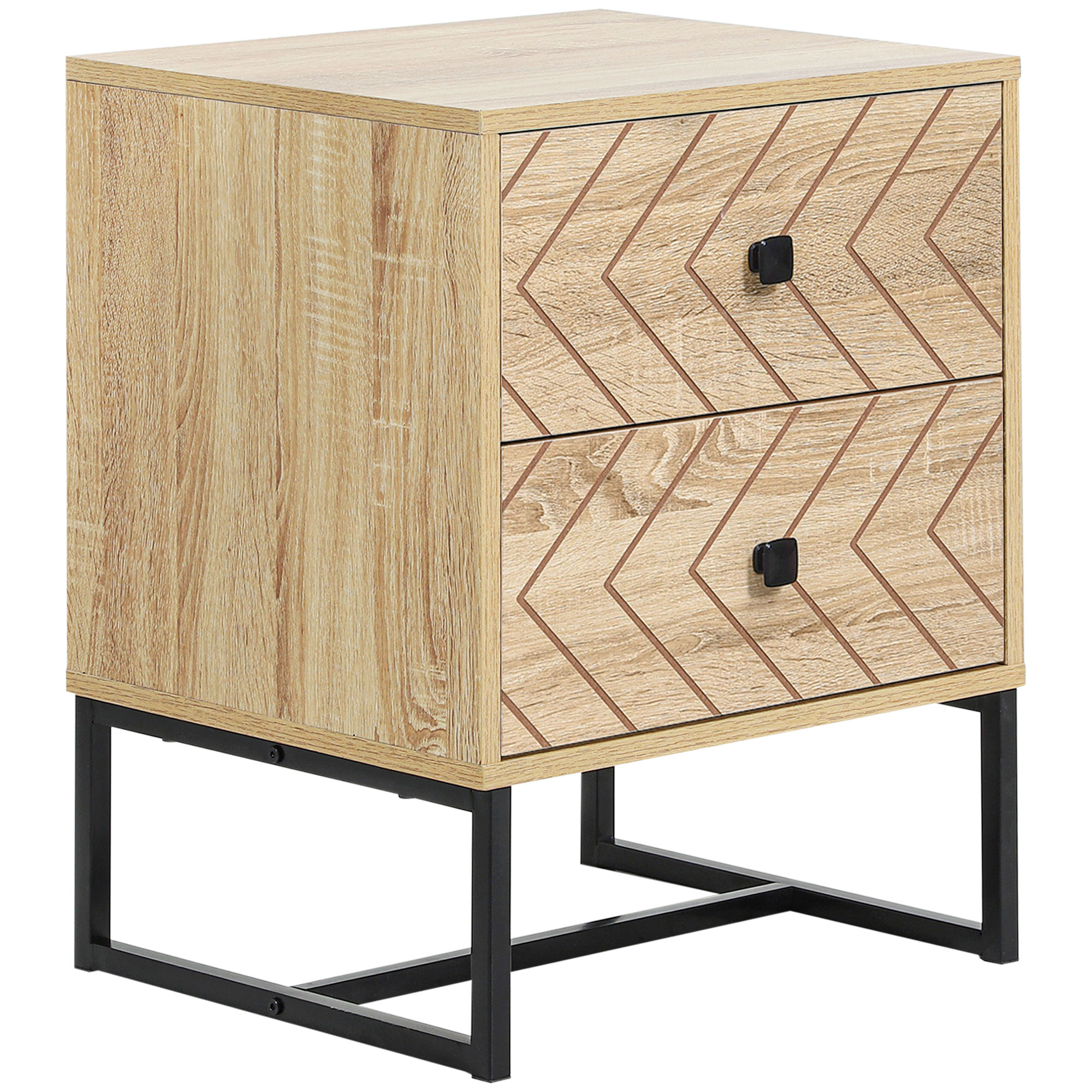 Bedside Table - ISLIN Nightstand Natural Wood Colour 39.5cm - Life Essentials