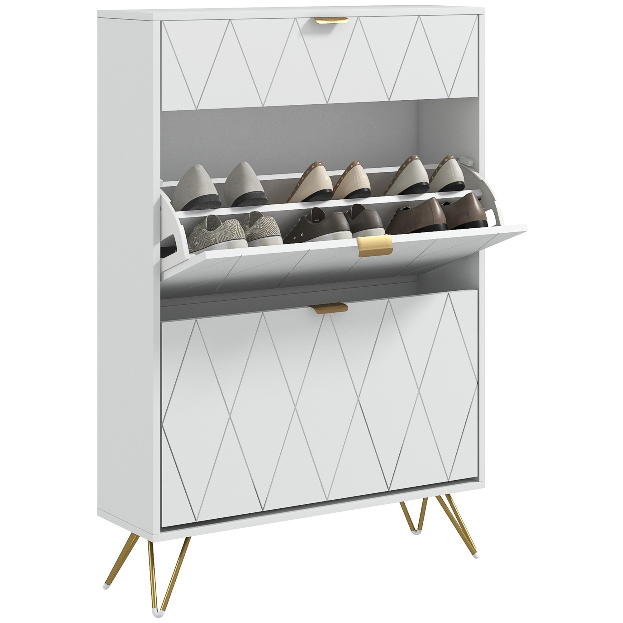 Scott Two Drawer Narrow Shoe Cabinet - White - Life Essentials