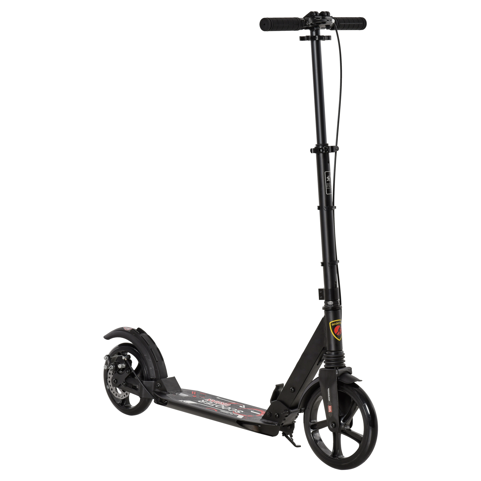 Teens Adult Kick Scooter Foldable Adjustable Aluminum Ride On Toy For 14+ w/ Dual Brake System, Shock Mitigation System - Black 95.5-110.5H CM - Life 