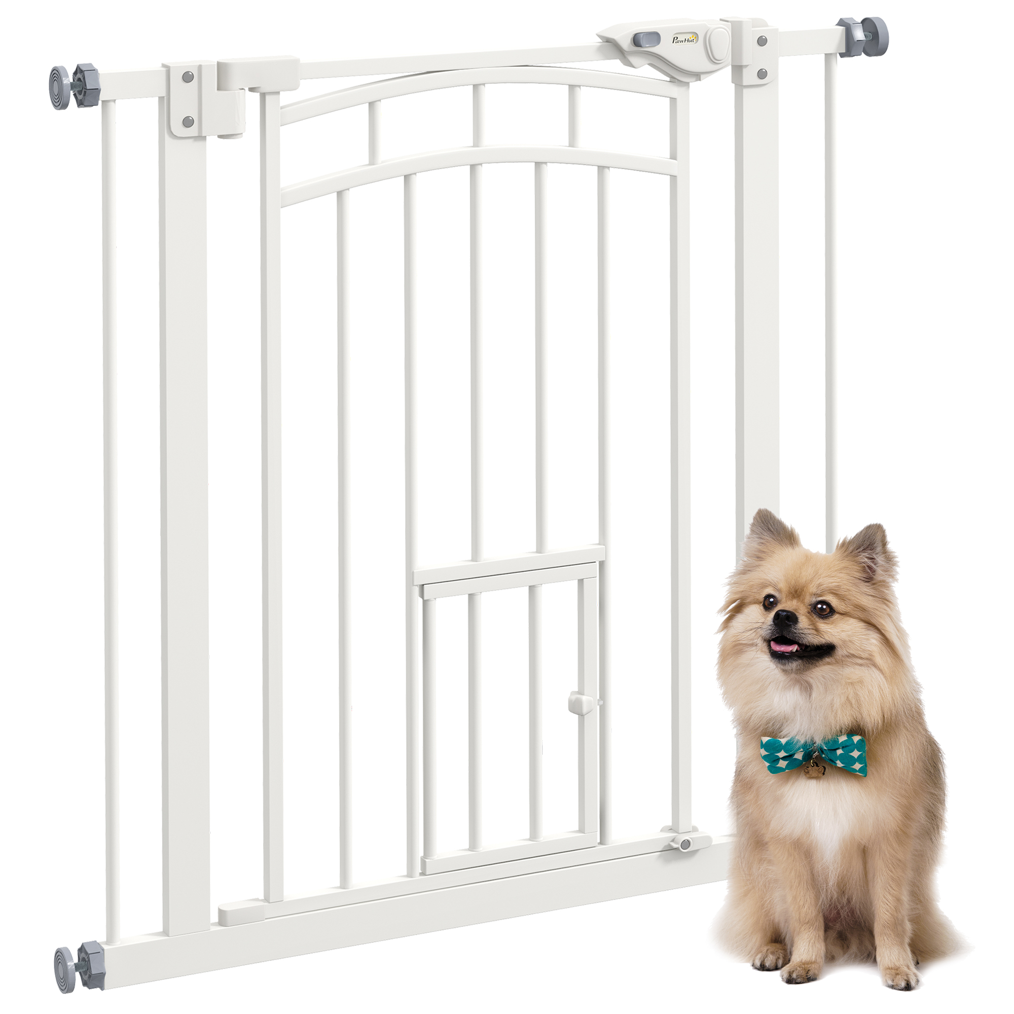 Pressure Fit Stair Gate with Small Cat Door Double Locking - Life Essentials