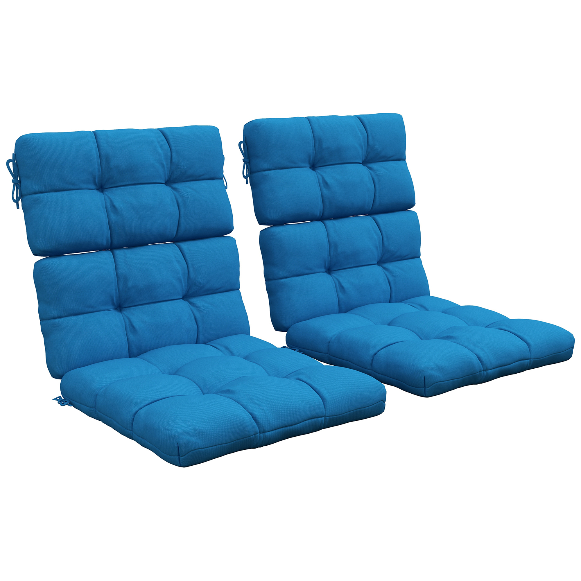 2-Piece Seat Cushion Replacement with Backrest, Garden Patio Chair Cushions Set with Ties, Turquoise Green - Life Essentials