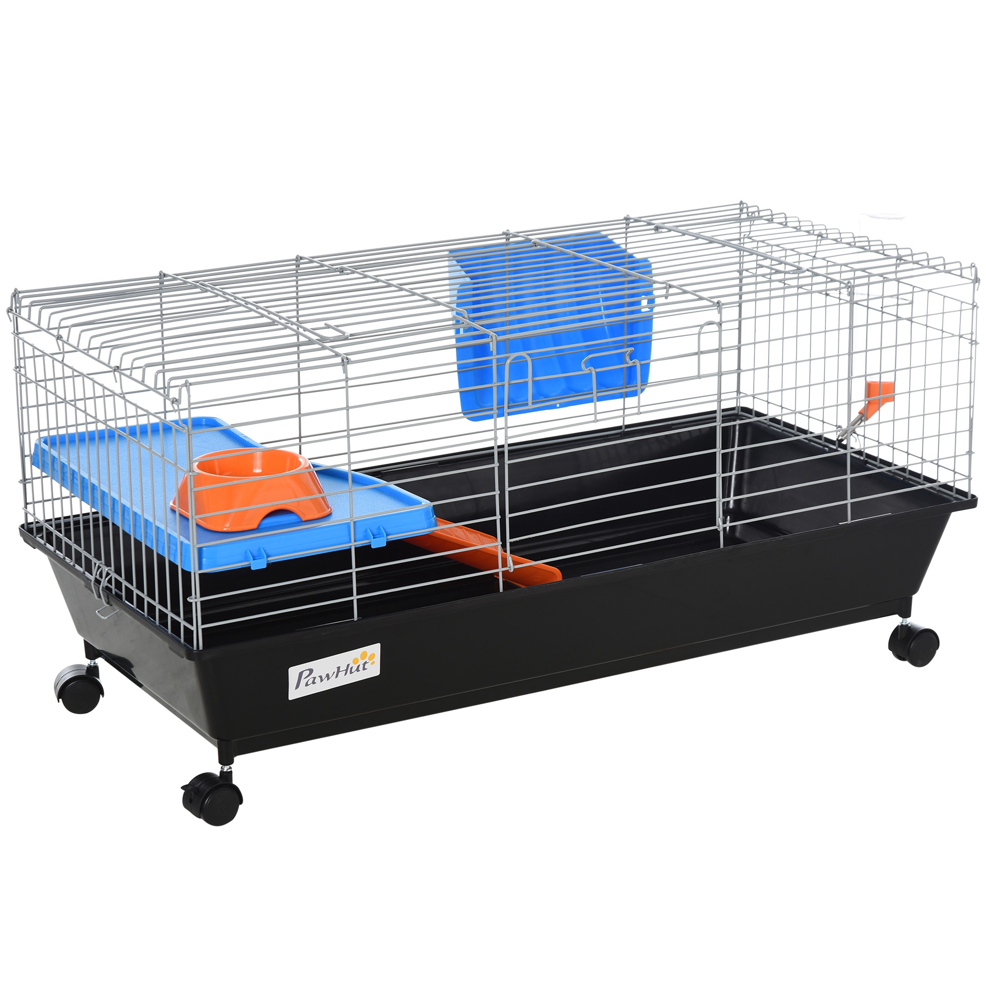 Steel Small 2-Tier Small Animal Cage w/ Accessories Blue/Orange - Life Essentials