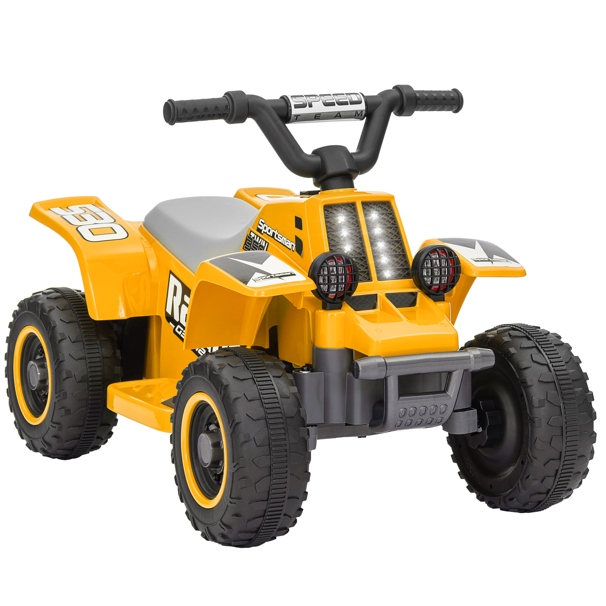 AIVAGO 6V Electric Quad Bike for Kids, Ride On ATV w/ Forward Backward, Headlights, for 18-36 Months - Yellow - Life Essentials