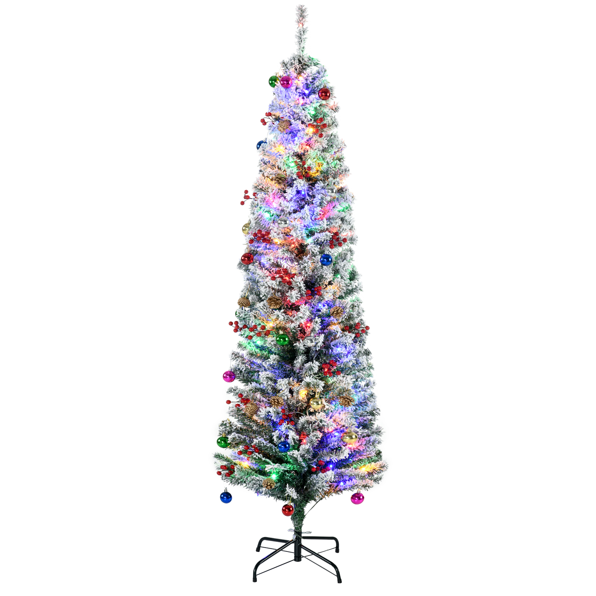 Debbie 6 Artificial Prelit Christmas Trees Holiday Decor with Warm White LED Lights Flocked Tips Berry Pine Cone - Life Essentials