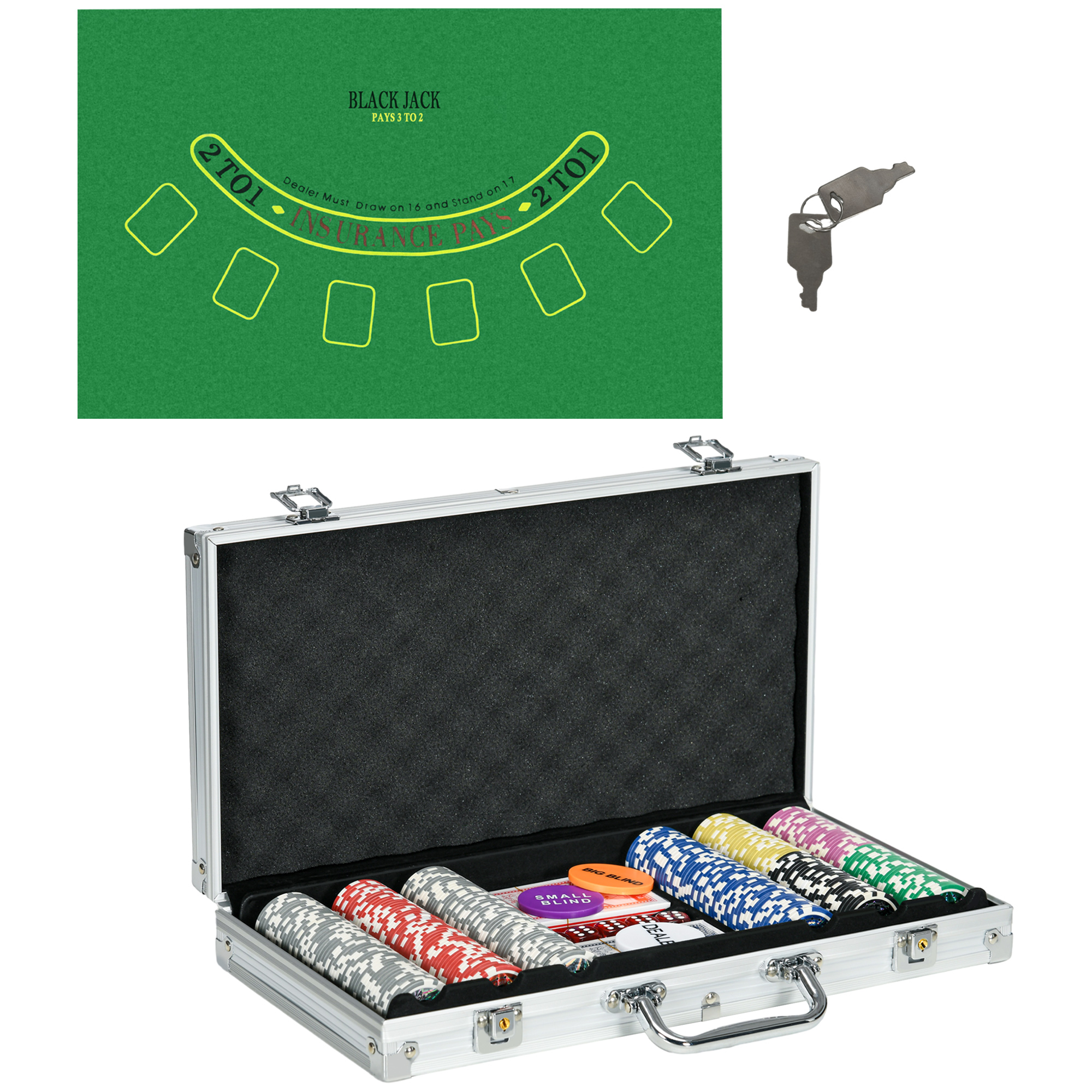 SPORTNOW 300 PCS Poker Chips Set with Mat and Cards - Life Essentials