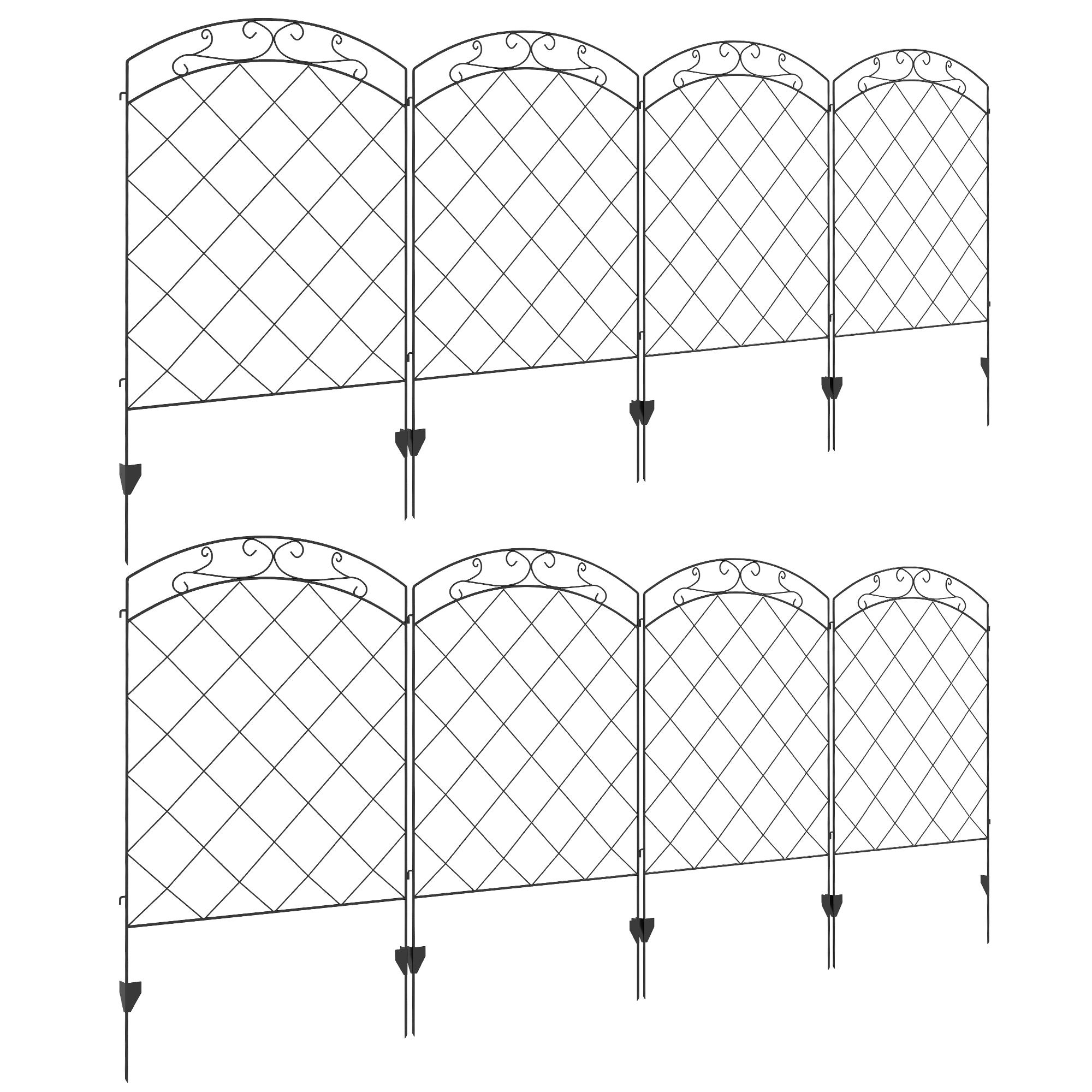 Jones Decorative Garden Fencing Picket Fence Panels - 43in x 11.4ft - Life Essentials