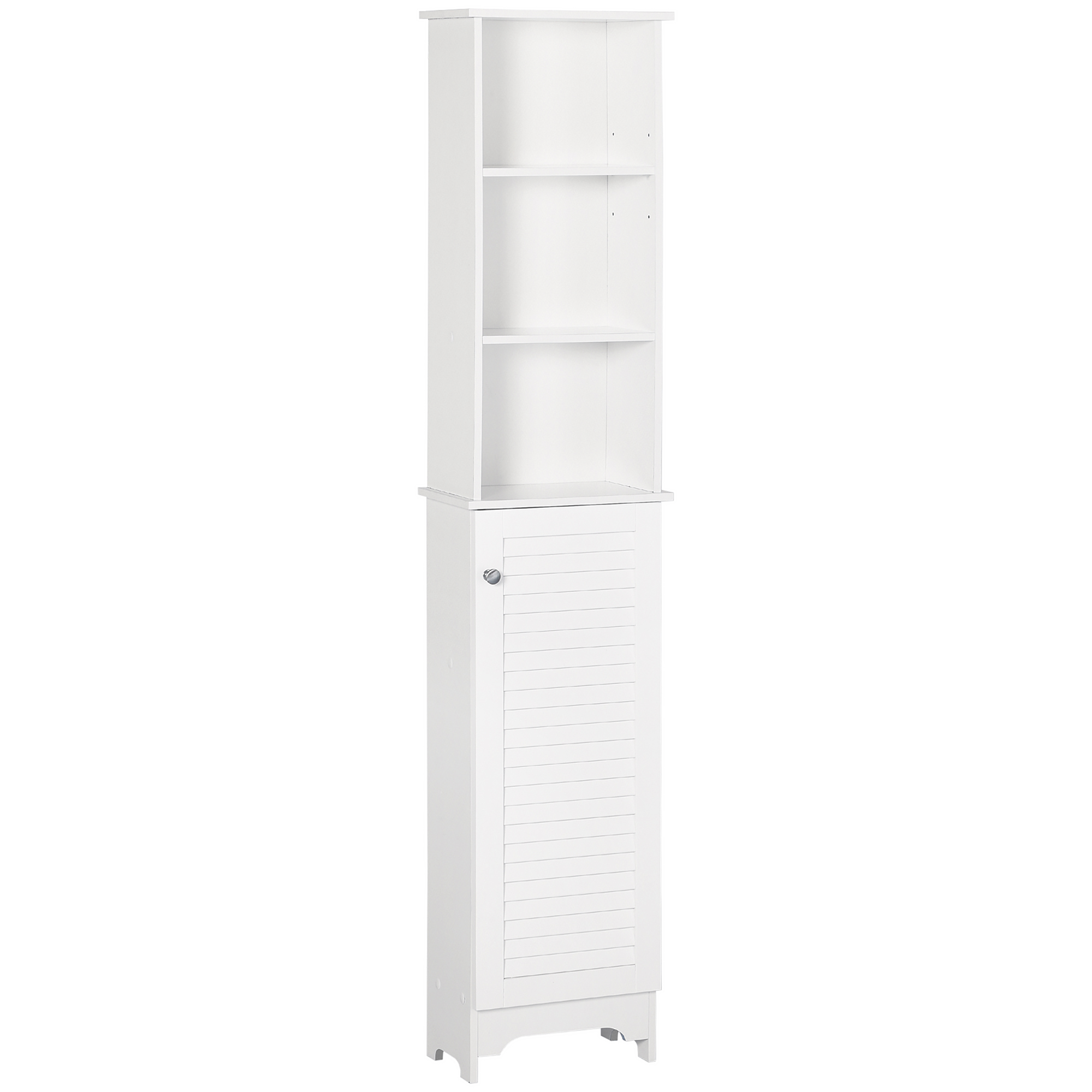 Freestanding Tallboy Bathroom Storage Cabinet w/ 6 Shelves Cupboard Tower Organisation Home Bathroom Furniture White - Life Essentials