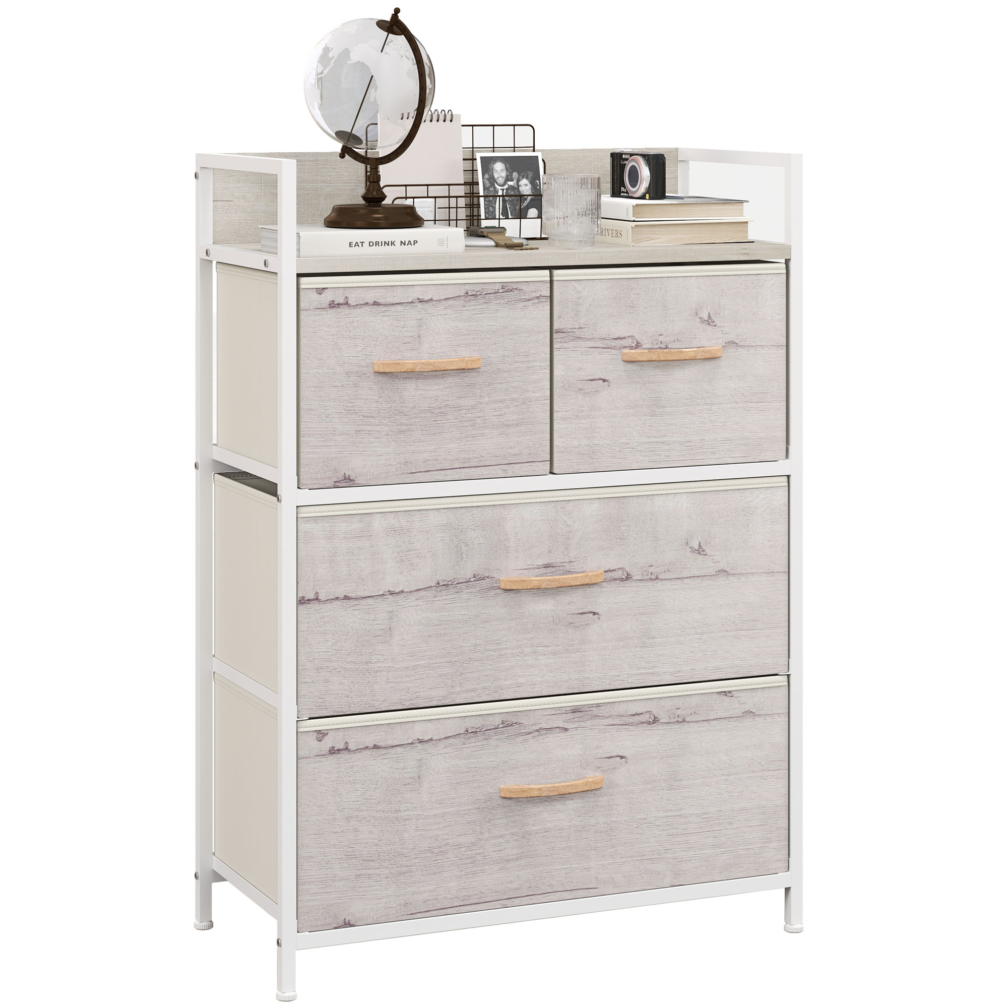 WENZA Cream Chest of Drawers - Medium-sized, 4 Drawers, Fabric Drawers - Life Essentials