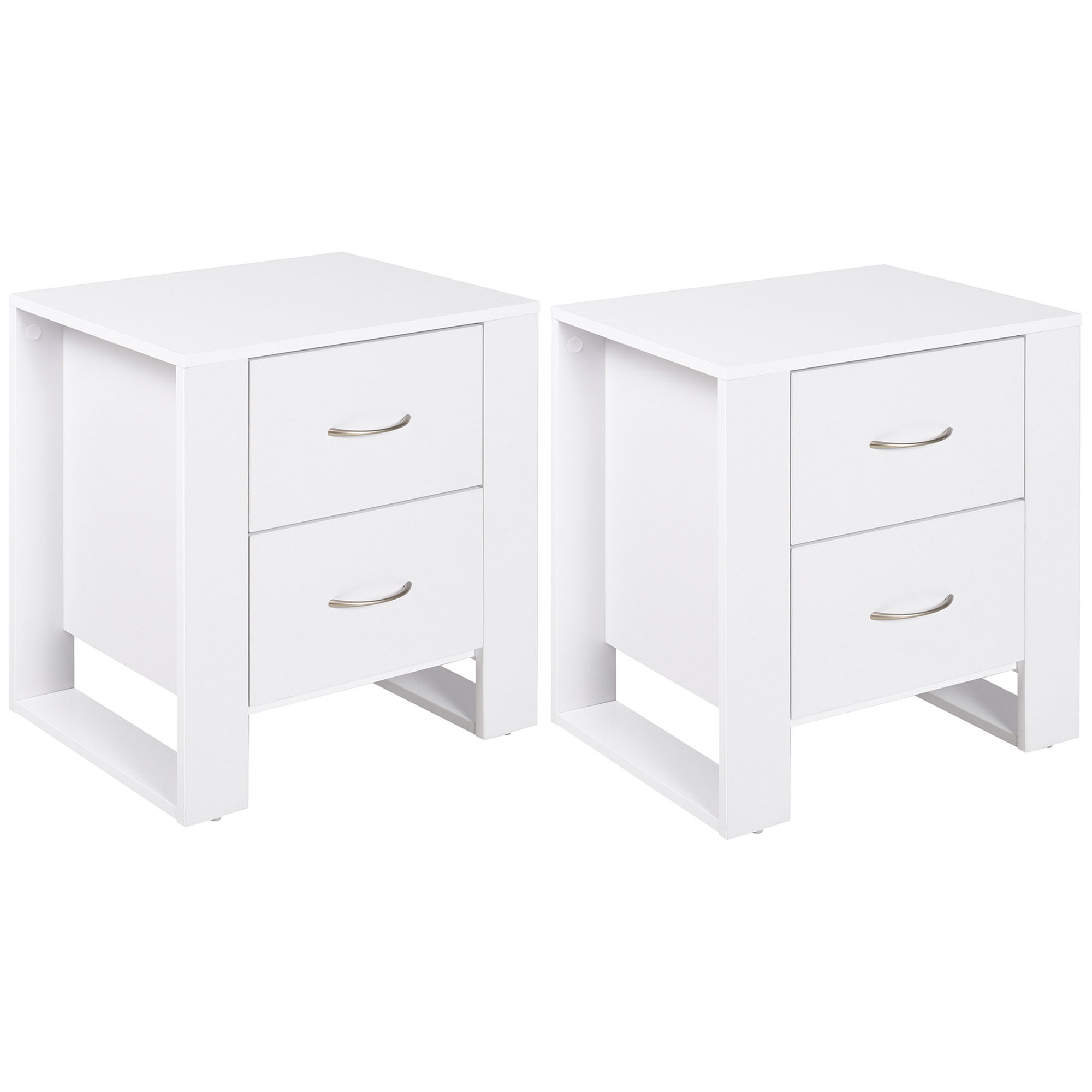 Bedside Table - TIMMINS 2 Piece 2 Drawer Nightstand White 48cm - Life Essentials