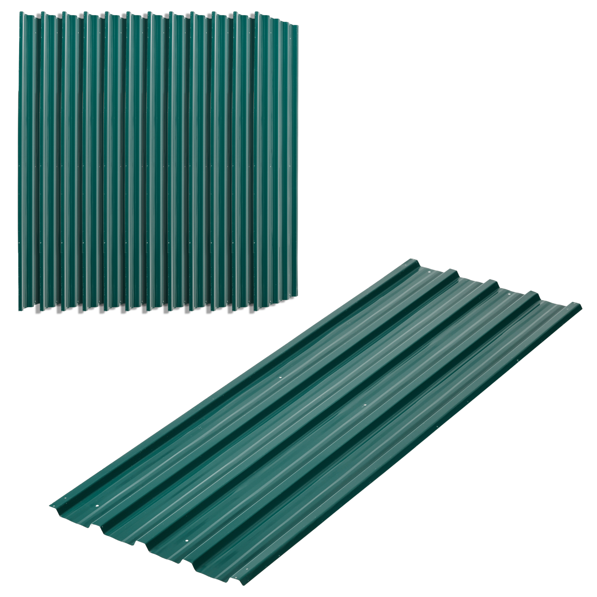 Jones Pack of 12 Galvanised Metal Roofing Sheets - Green - Life Essentials