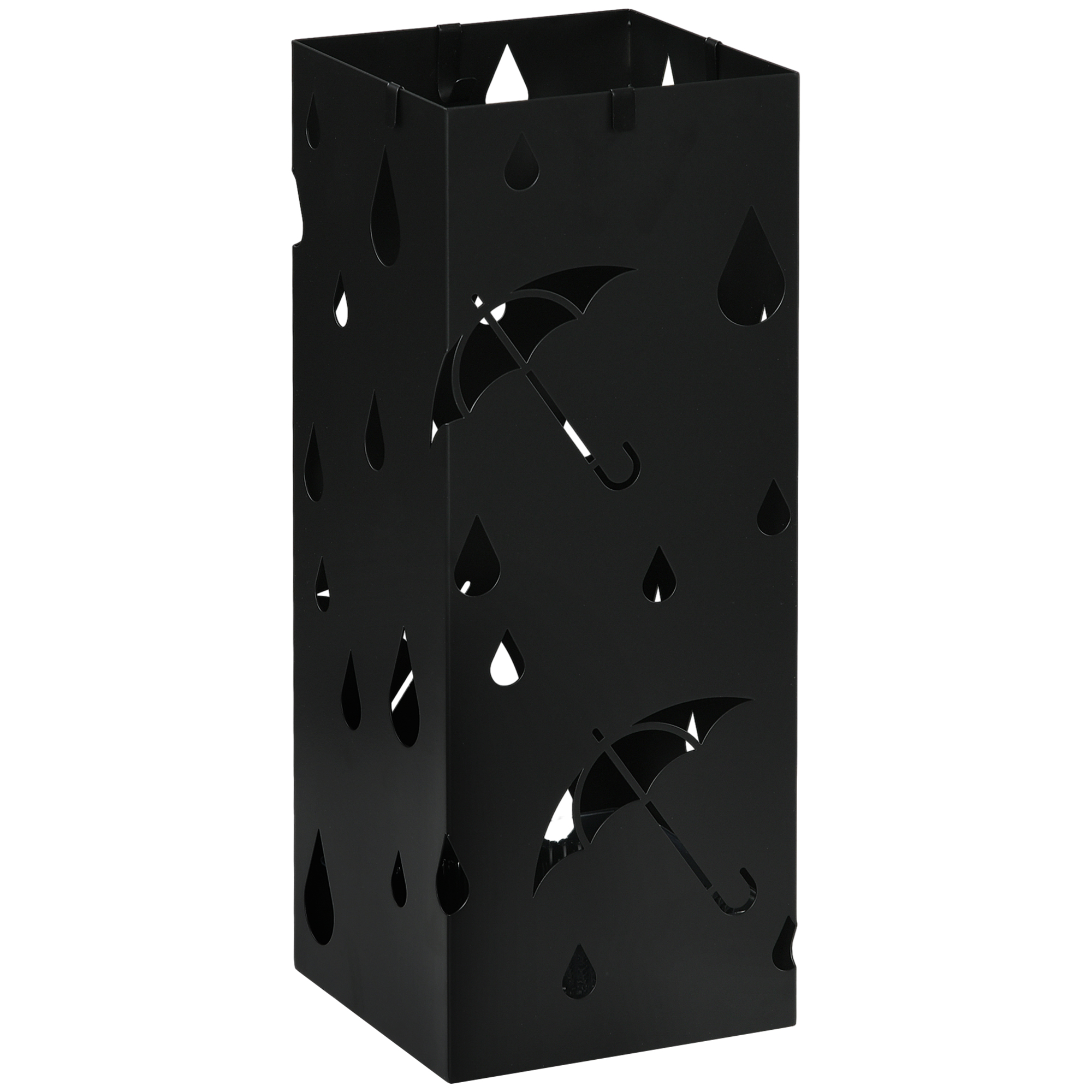 Freestanding Umbrella Stand with 4 Hooks and Drip Tray - Dark Grey - Life Essentials