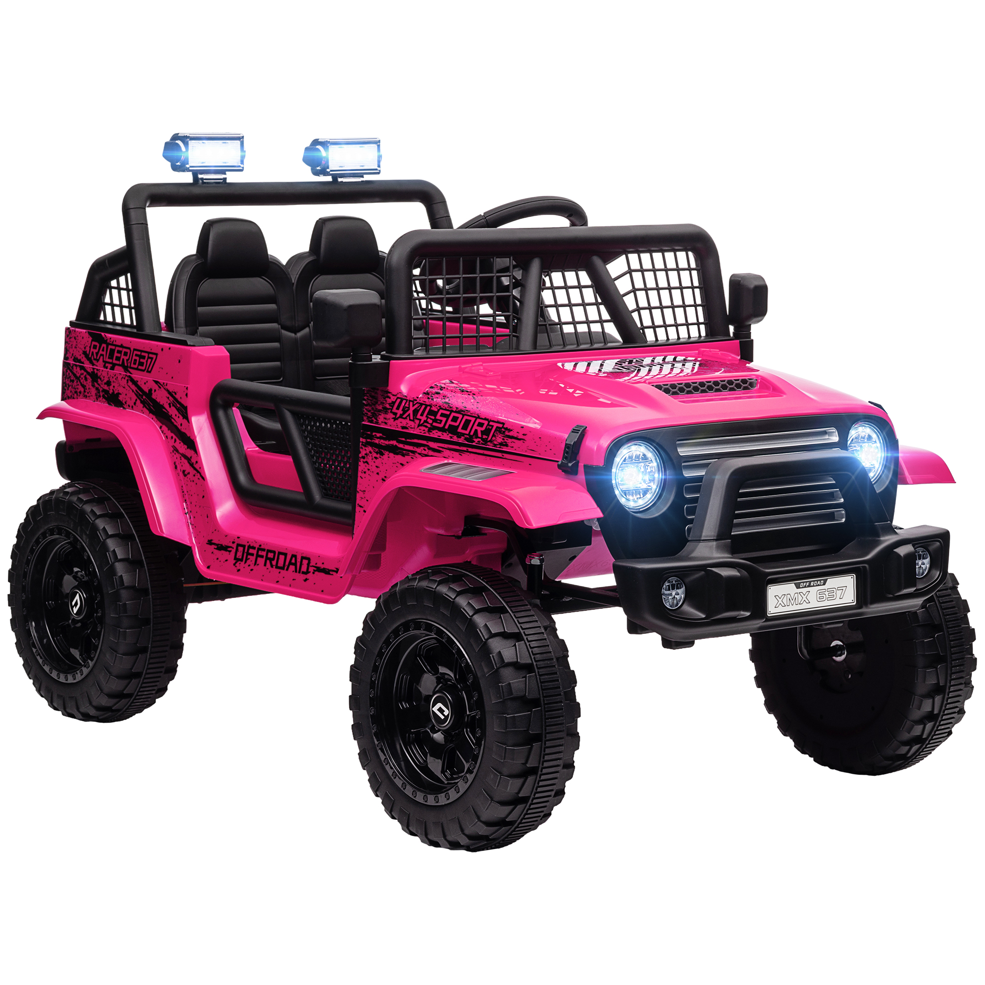 AIVAGO 12V Battery Powered Kids Ride On Car, Electric Truck w/ Spring Suspension, Remote, Music Horn Lights - Pink - Life Essentials