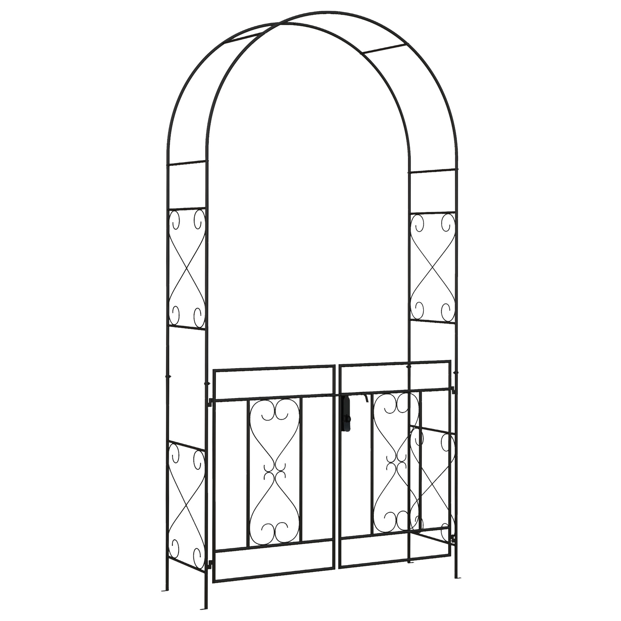 SUNVISTA Decorative Garden Arch, with Gate - Black - Life Essentials
